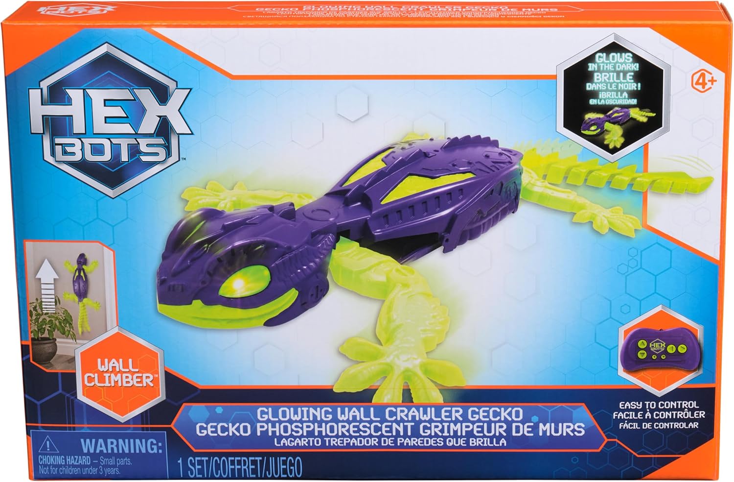 HEX Bots Glow-in-The-Dark Gecko with Official Wall Climber Technology,