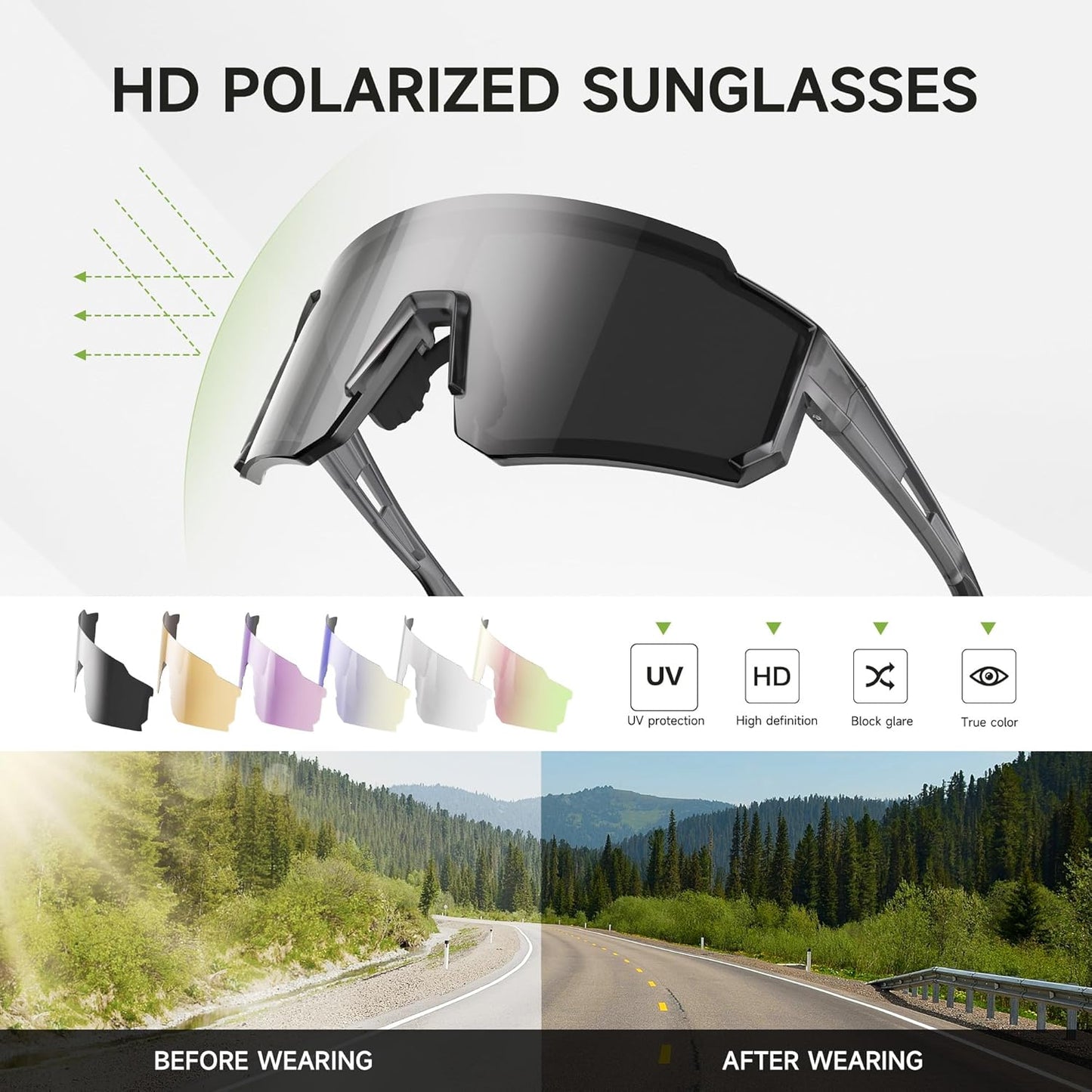 3 Pack Polarized Sunglasses for Men Women, Sports Mens Sunglasses with