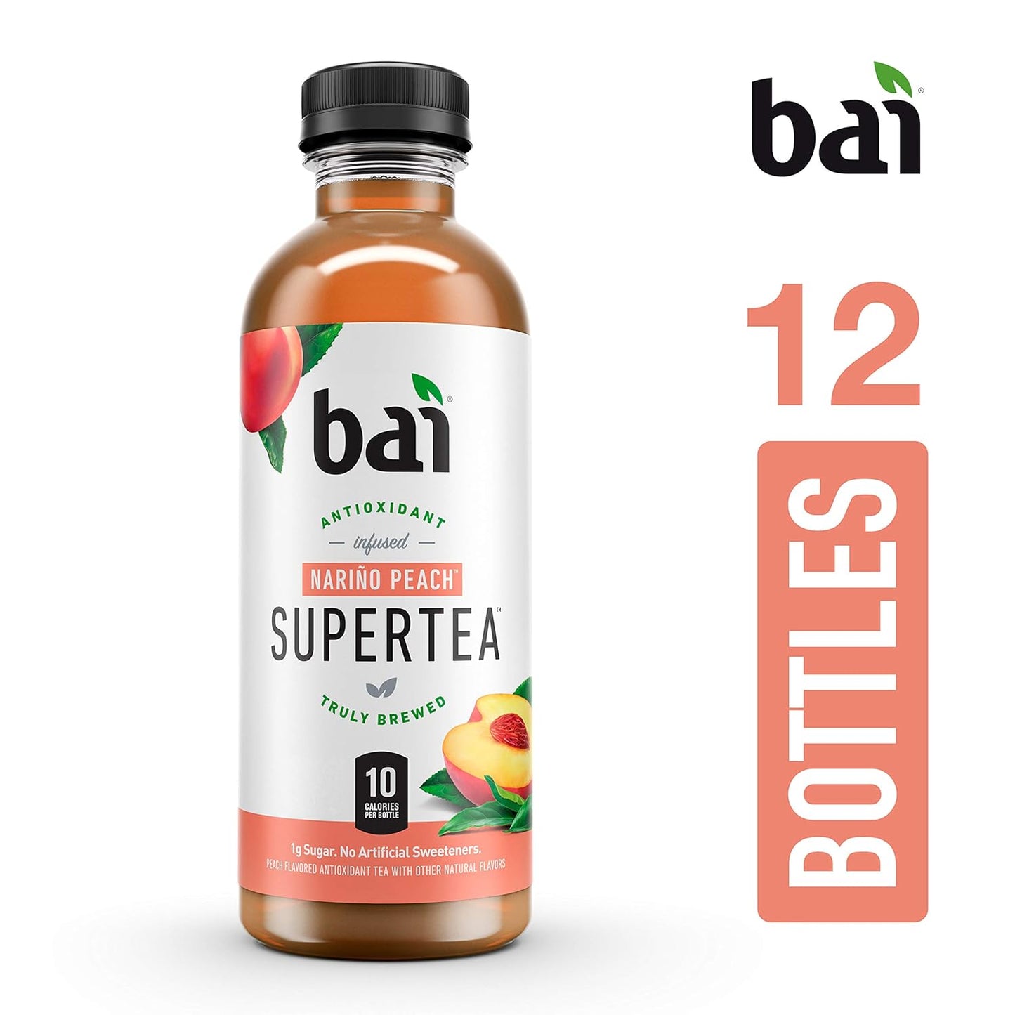 Bai Iced Tea, Narino Peach, Antioxidant Infused Supertea, Crafted with