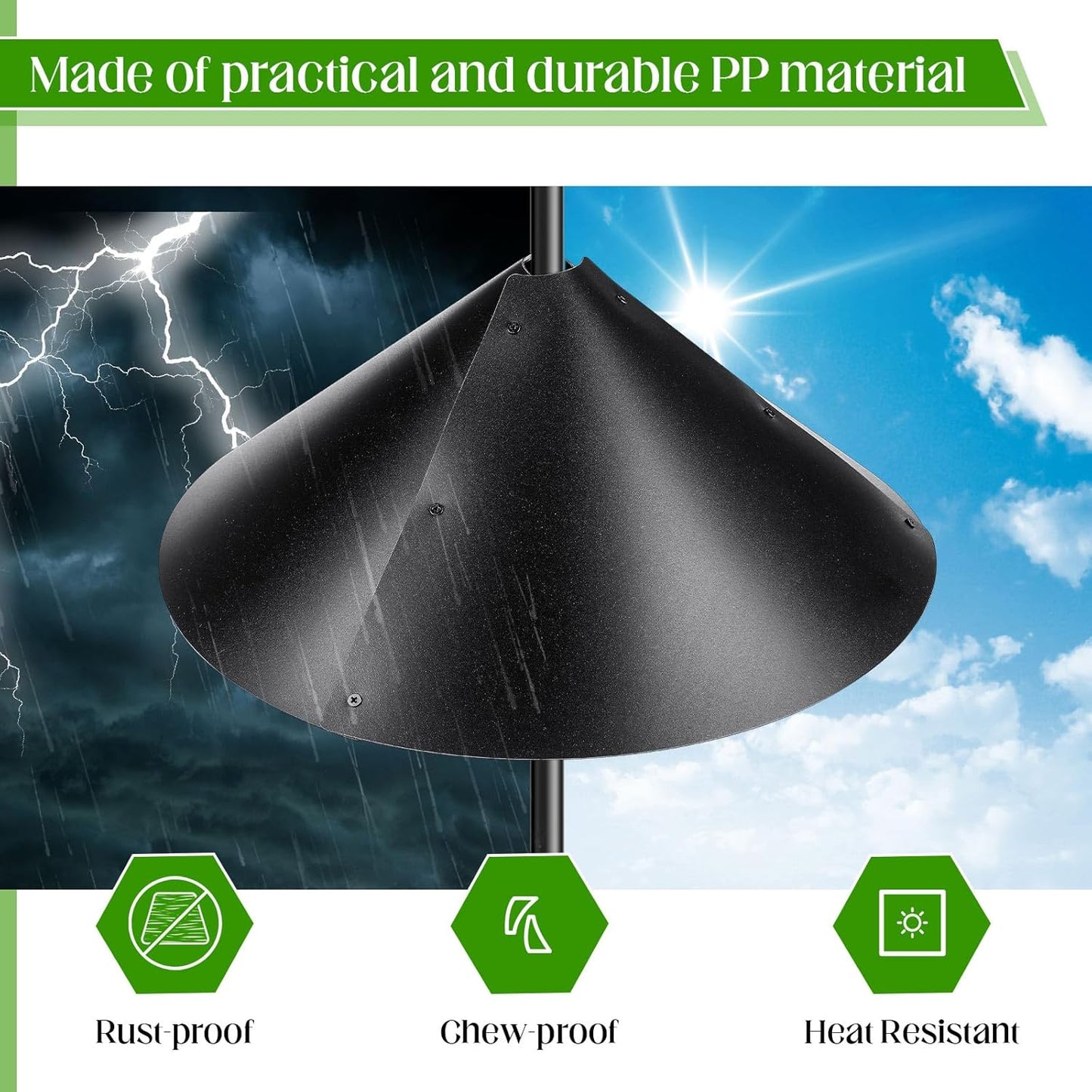 6 Sets 16 Inch Wide Squirrel Baffle for Bird Feeder Pole, Outside Pole Mount Stopper & Bird House Guard for Outdoor Shepherd's Hook Birds Feeder Squirrel Proof for Garden or Park