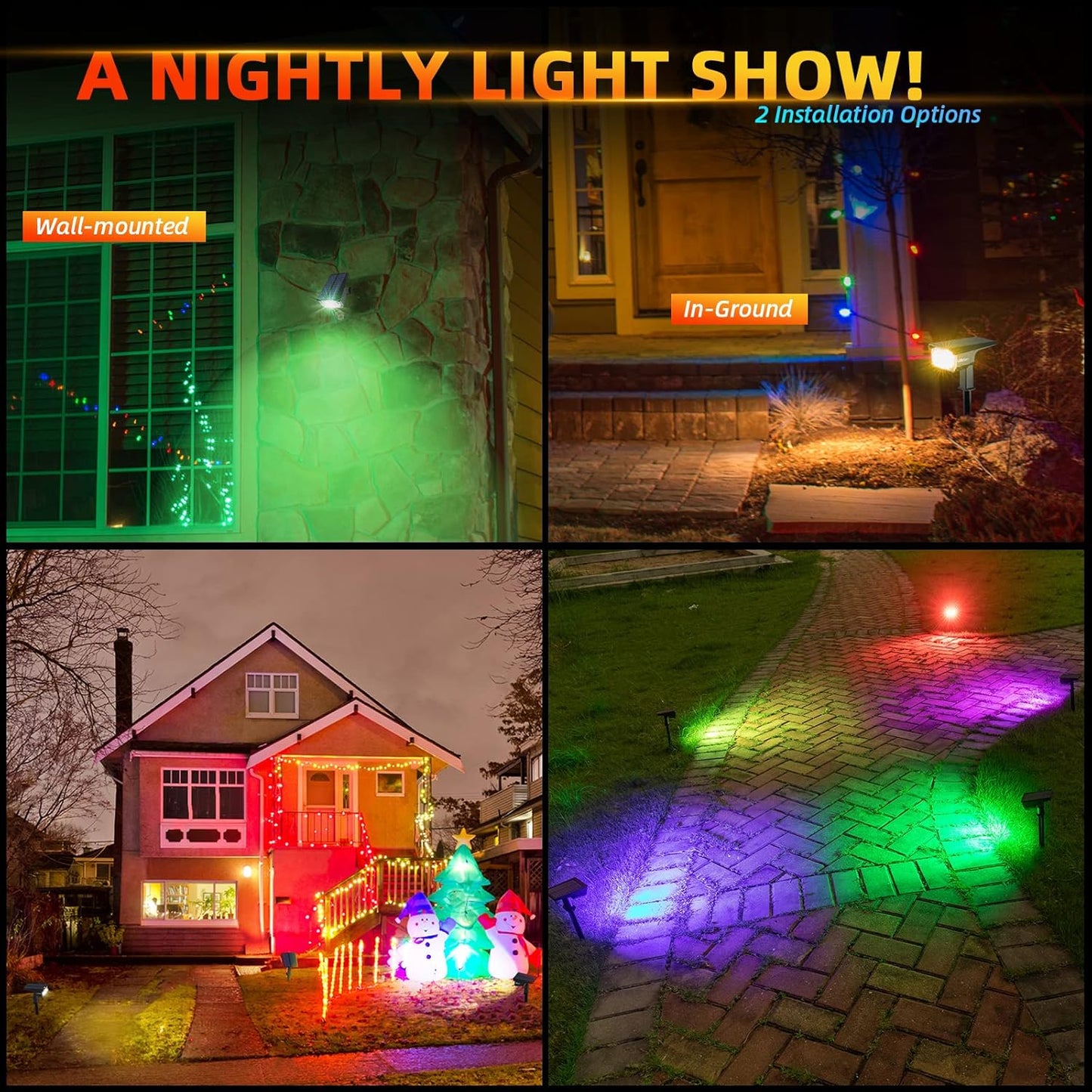 Solar Outdoor Lights,40 LEDs Color Changing RGB Solar Landscape Path L