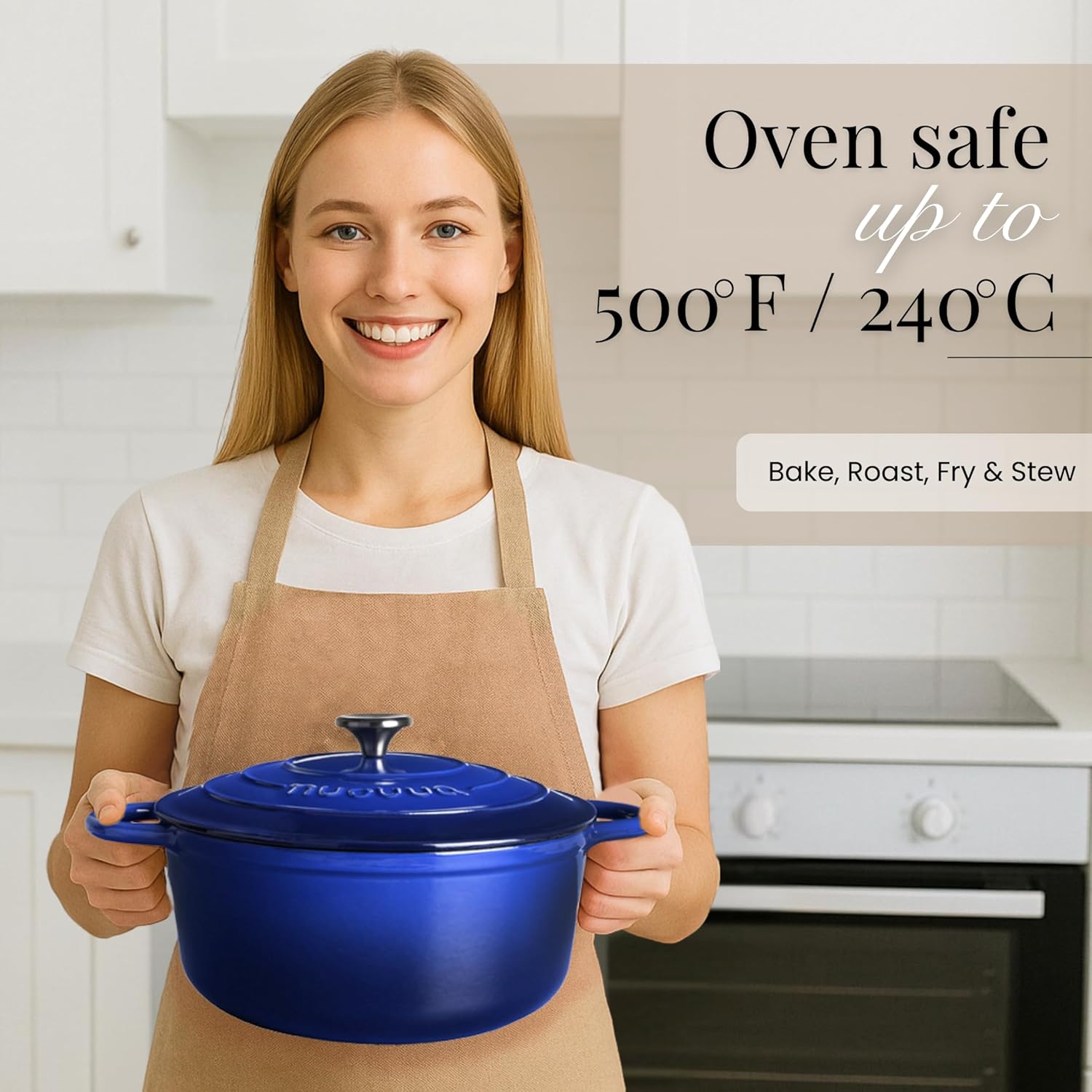 Nuovva Enamelled Cast Iron Dutch Oven Pot with Lid – 6.4 Quart Non Sti