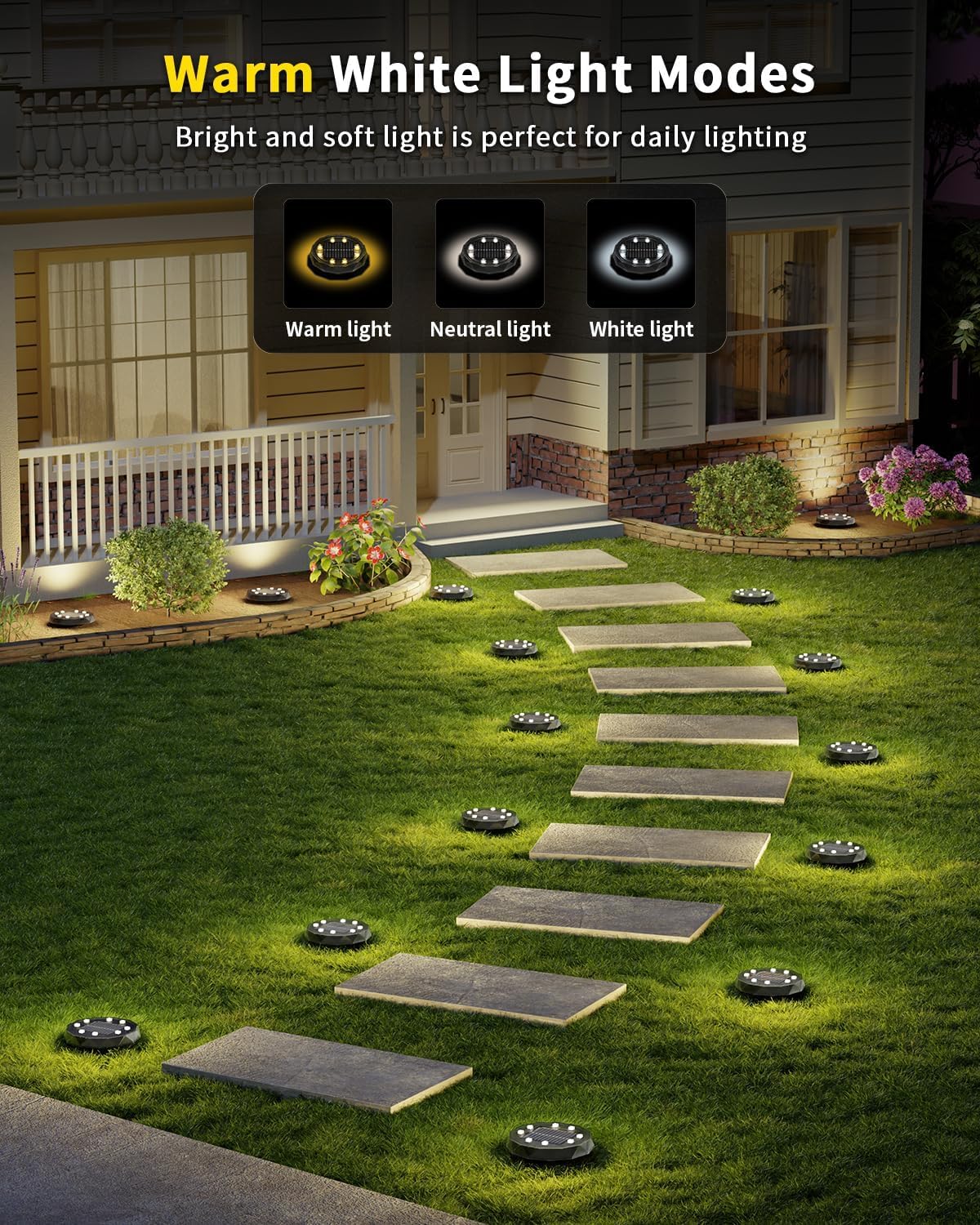 Solar Ground Lights with Remote, 15 Multi Color Solar Garden Lights Wa
