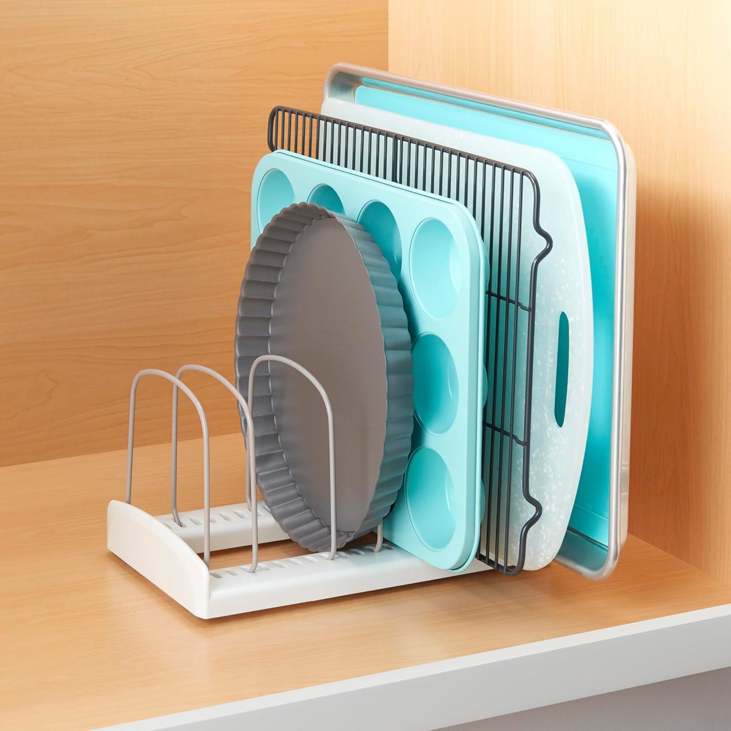 YouCopia StoreMore Bakeware Rack with Tall Steel Wires, Adjustable Pan