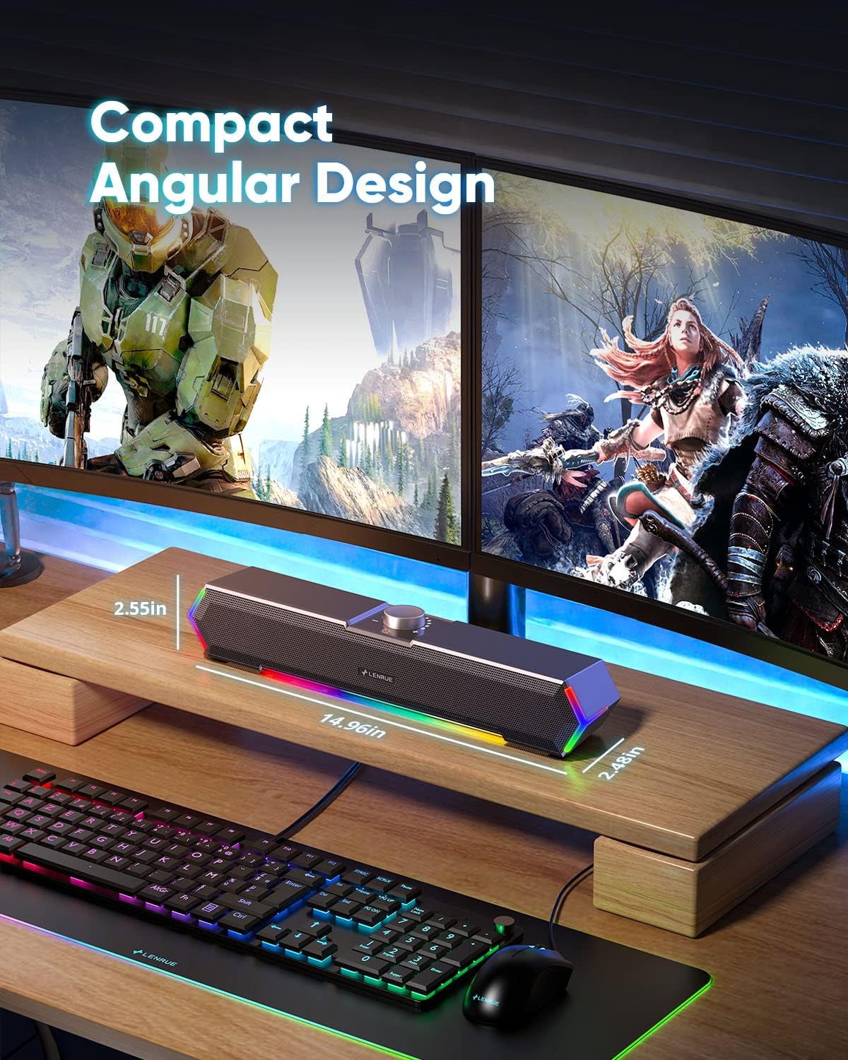 LENRUE G11 Computer Speakers for Desktop, Touch Lights PC Speakers wit