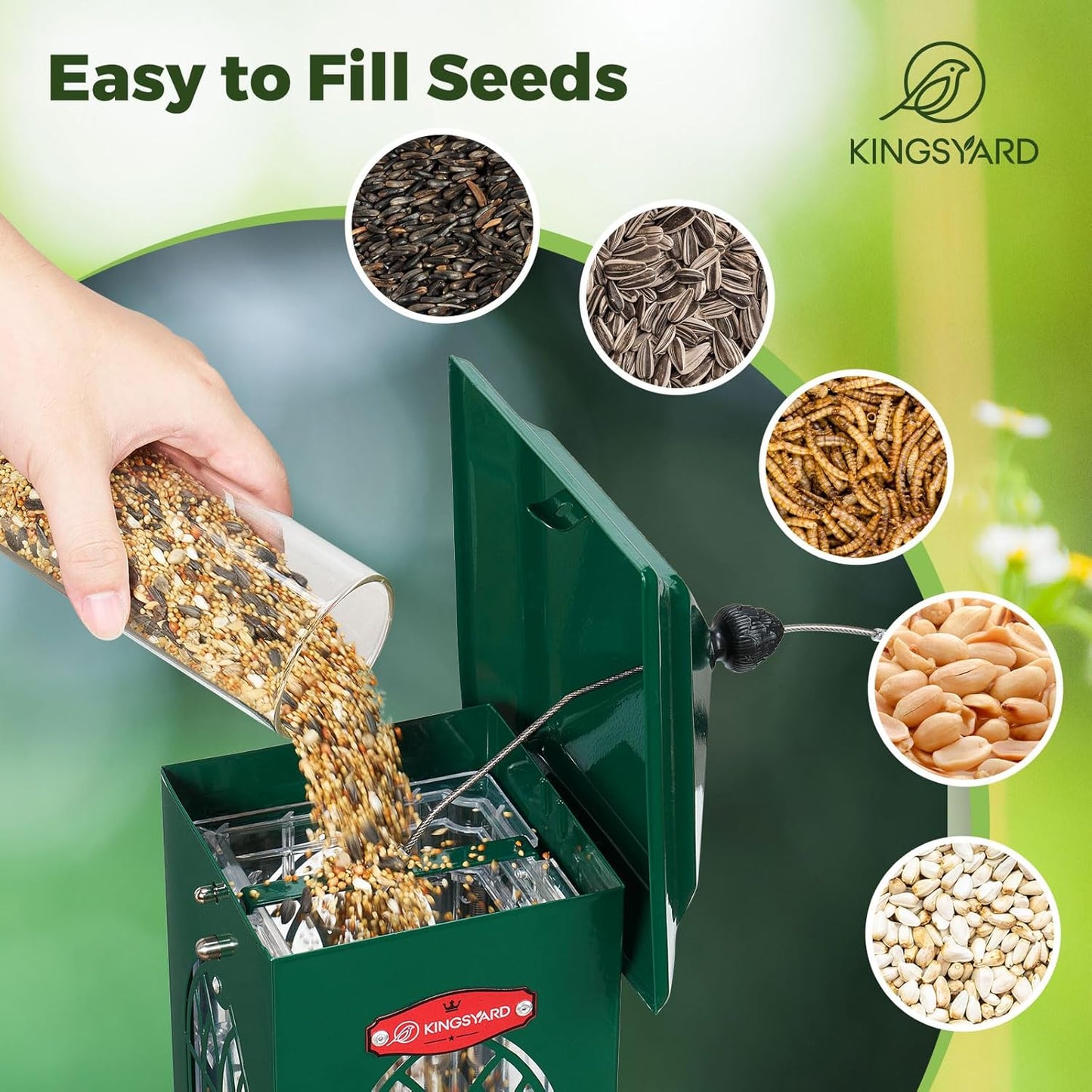 Kingsyard Squirrel Proof Bird Feeders for Outdoors with Weight-Activat