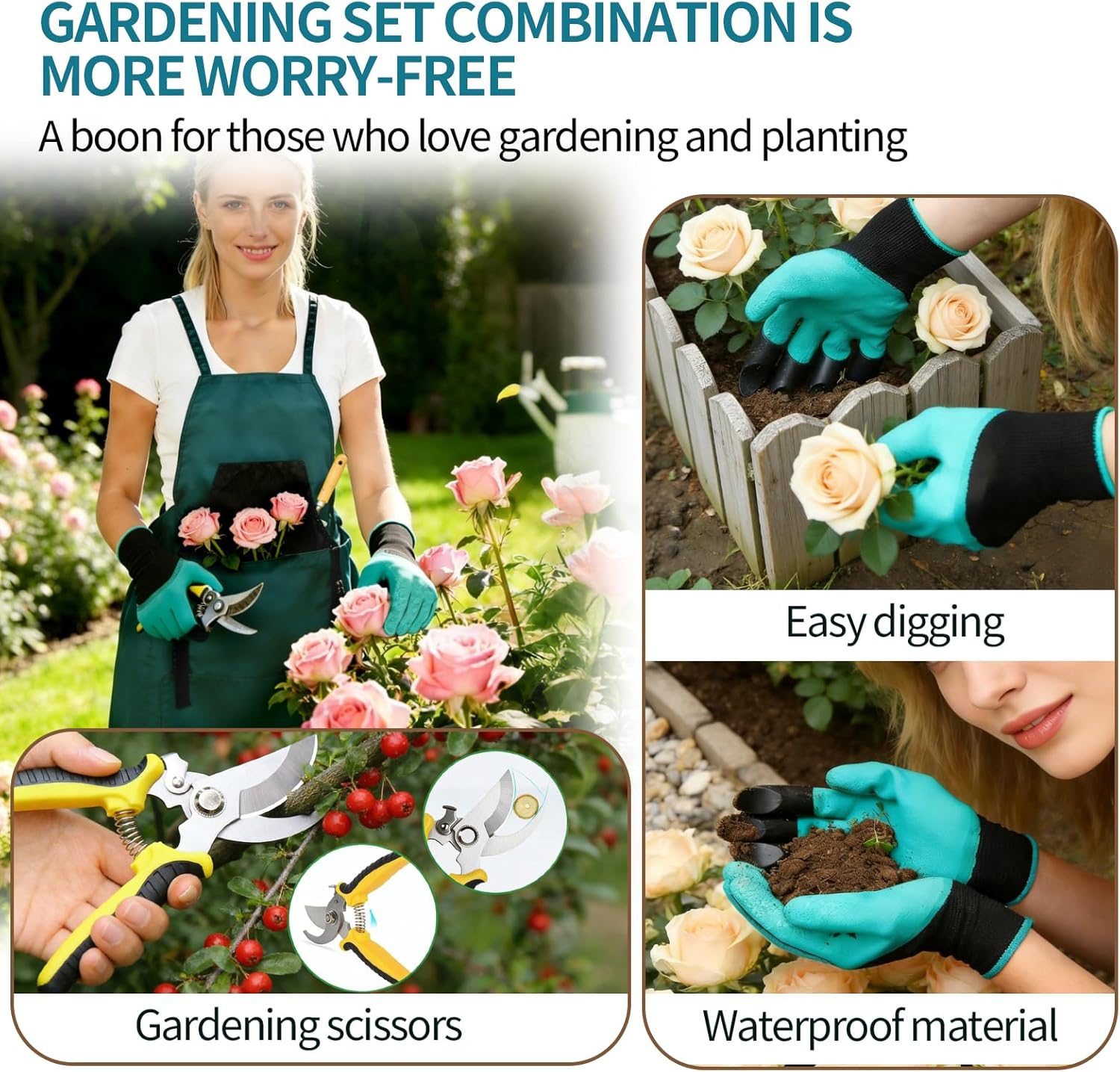 Gardening Apron with Pockets - 600D Waterproof Cross Back Apron for Wo
