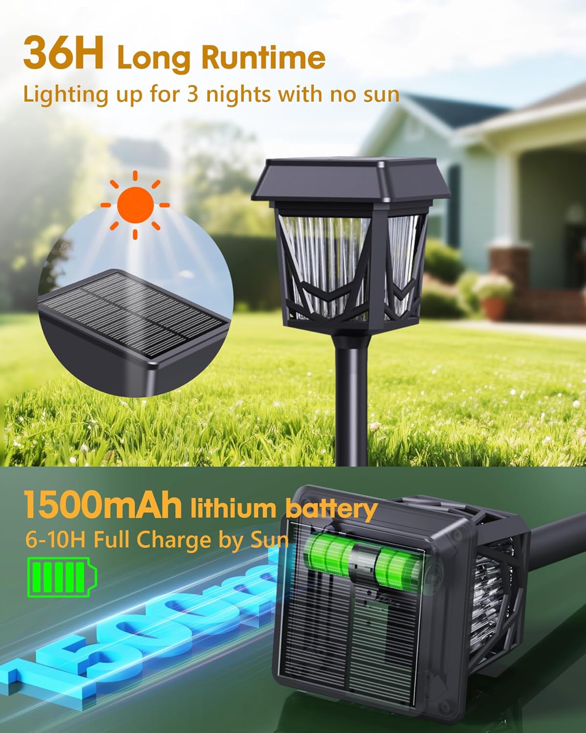 Solar Pathway Lights, Outdoor Lights Waterproof 6 Pack, Large Solar Pa