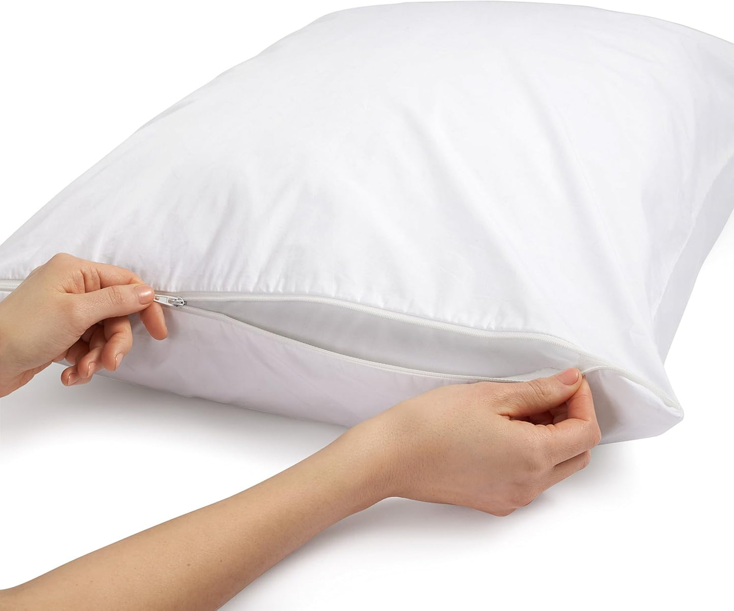 Amazon Basics Hypoallergenic Protector Cover Pillowcases - 21 x 55 Inches, Body Size, White, Pillows Not Included