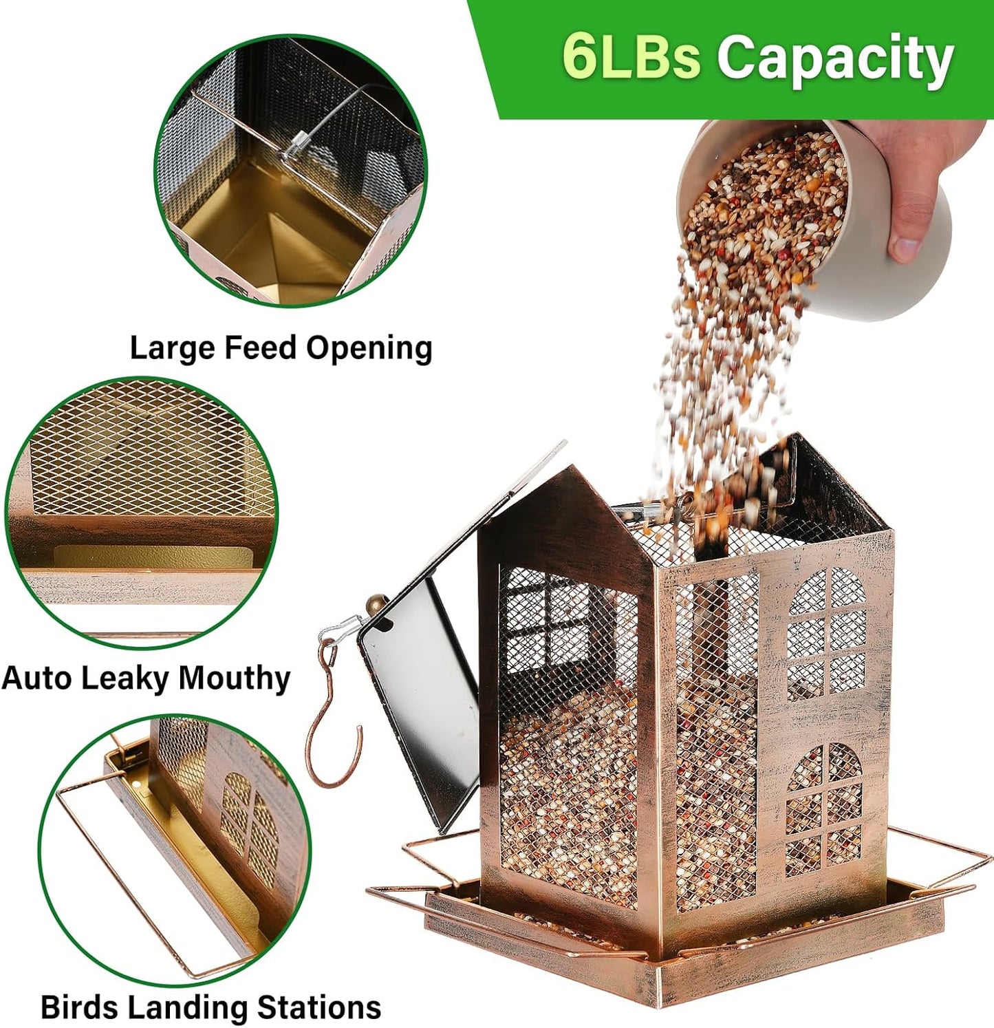 Bird Feeders for Outdoors, Heavy Duty Metal Bird Feeders for Outside H