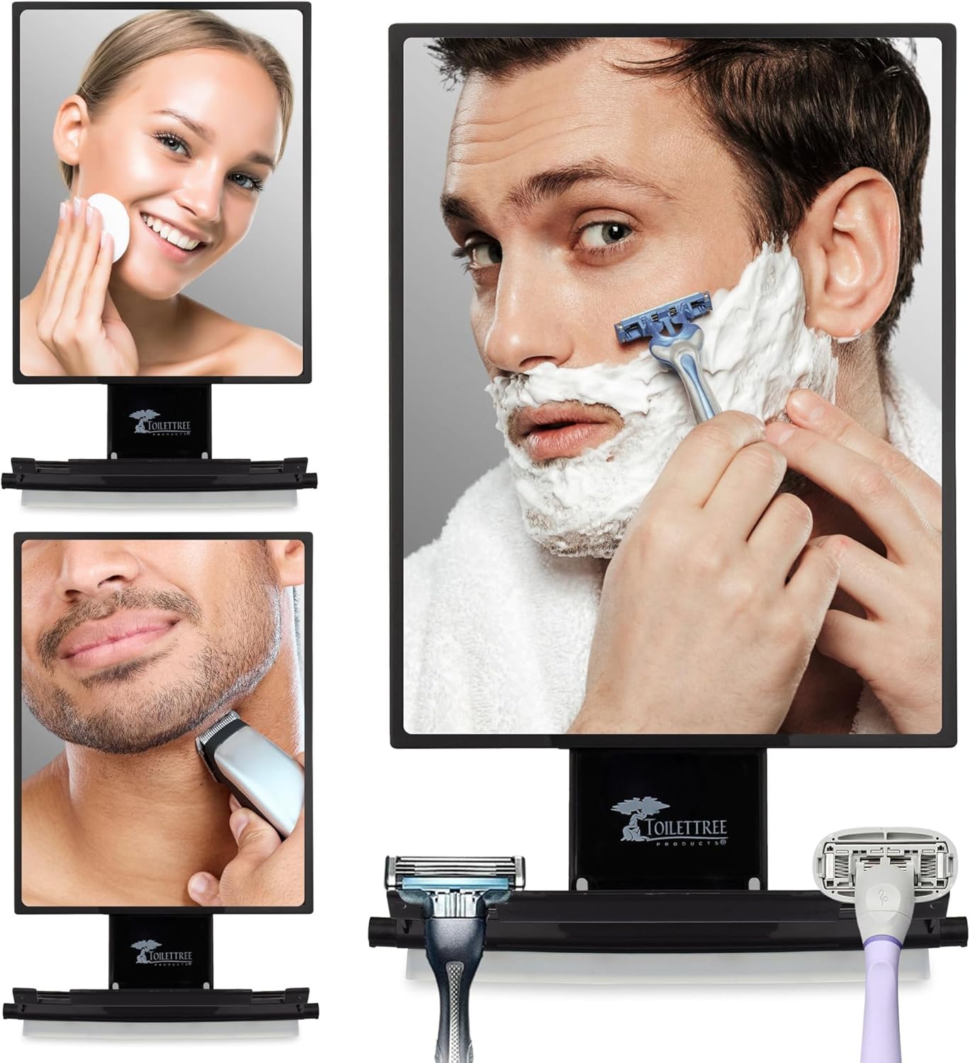 ToiletTree Products Fogless Shower Mirror - Anti-Fog Mirror - Adjustab
