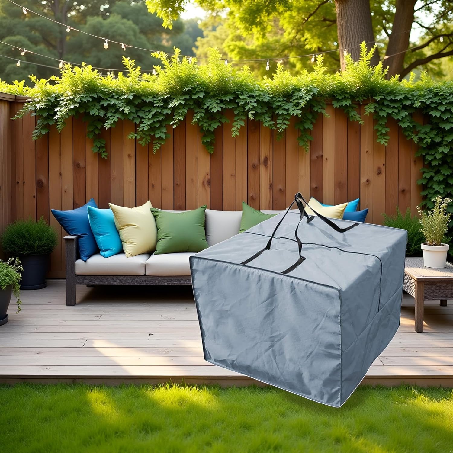 Storage Bag, Waterproof Fabric Cushion Storage Bag with Zipper and Han
