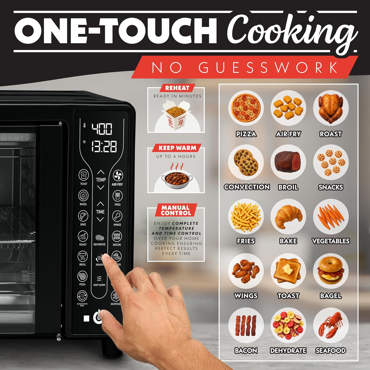 Gourmia French Door Air Fryer – 25 Qt Large Capacity Convection Oven, 