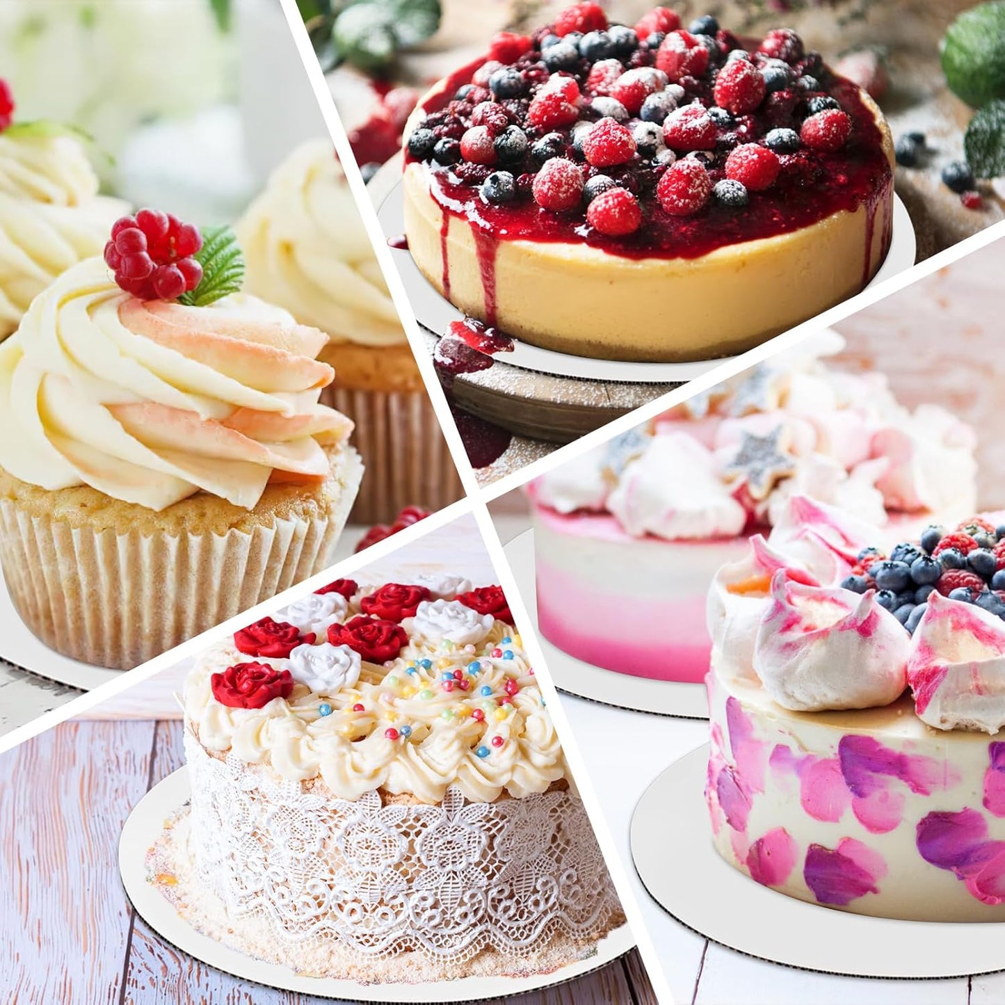8 Pcs Cake Boards, White Cake Boards 10 inch Round, Food-Graded Cardboard Cake Rounds Cake Base, Waterproof and Oil-Proof for Cake DIY, Dessert and Crafts Display(White)