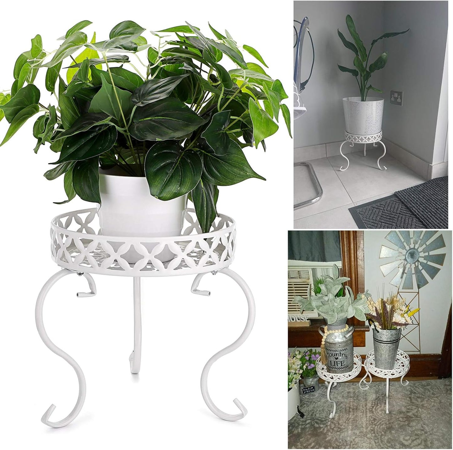 OwnMy Metal Round Plant Stand Rustproof Iron Flower Pot Holder, Indoor