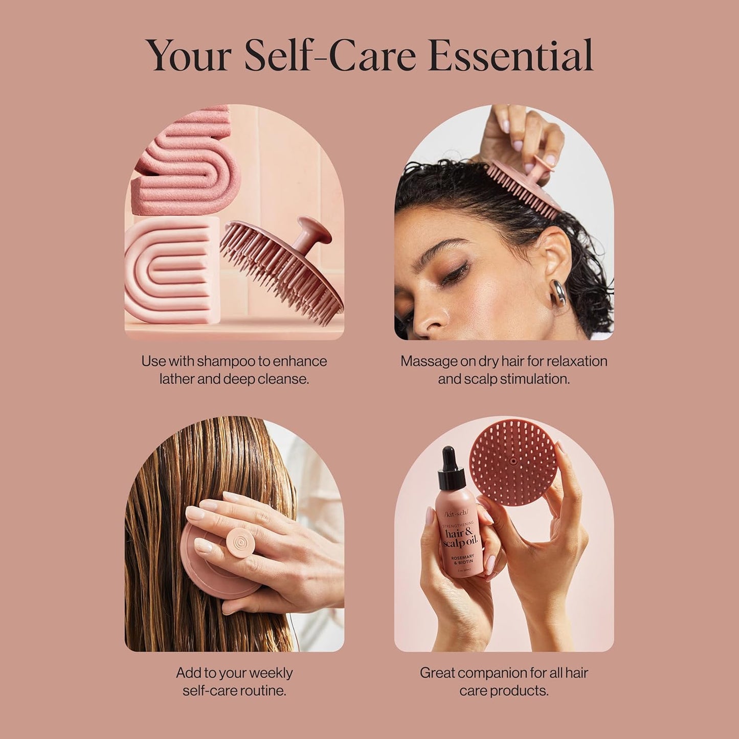 Kitsch Scalp Massager for Hair Care - Scalp Scrubber, Shampoo Brush & 