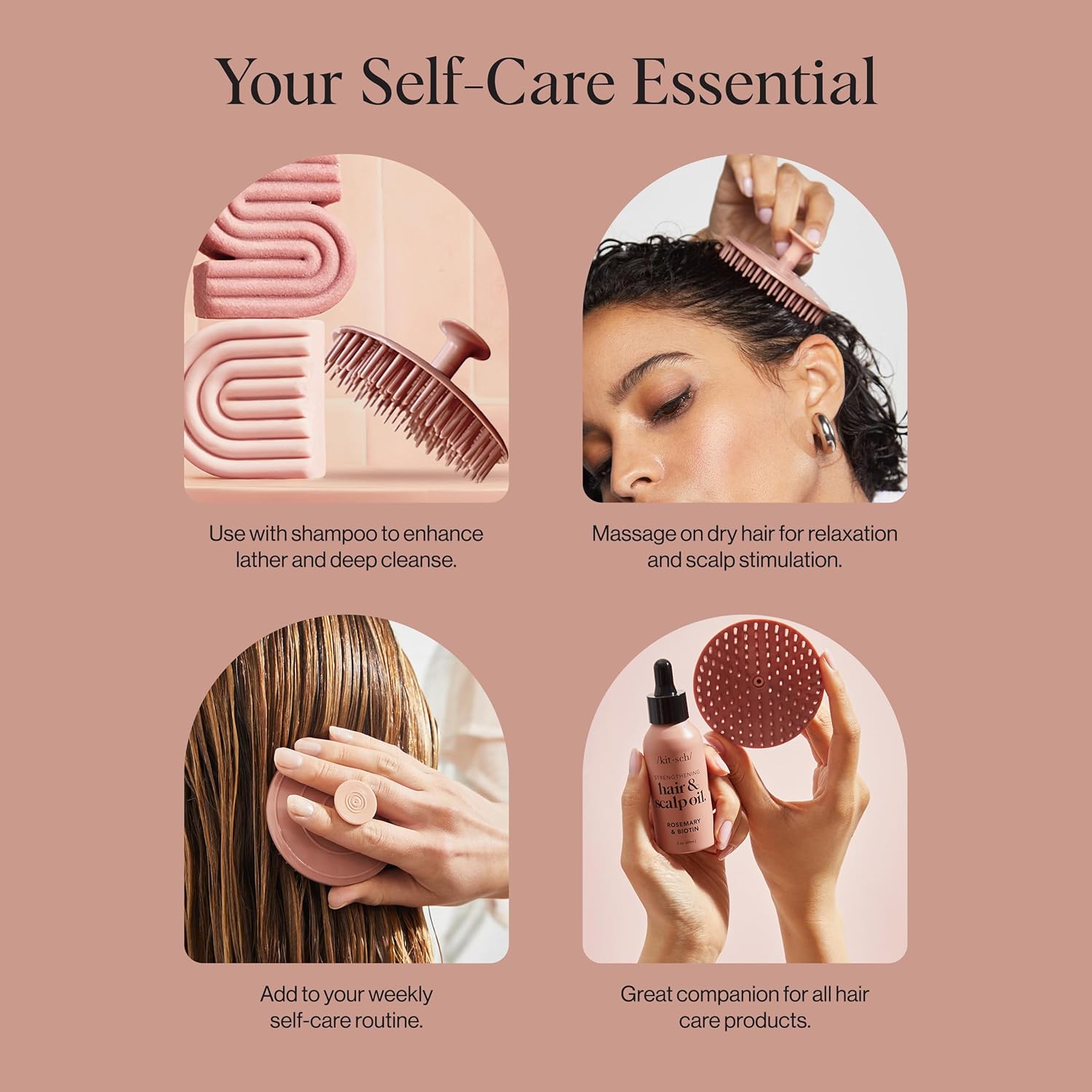 Kitsch Scalp Massager for Hair Care - Scalp Scrubber, Shampoo Brush & 