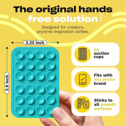 OCTOBUDDY Classic - Silicone Suction Phone Case Adhesive Mount - Hands