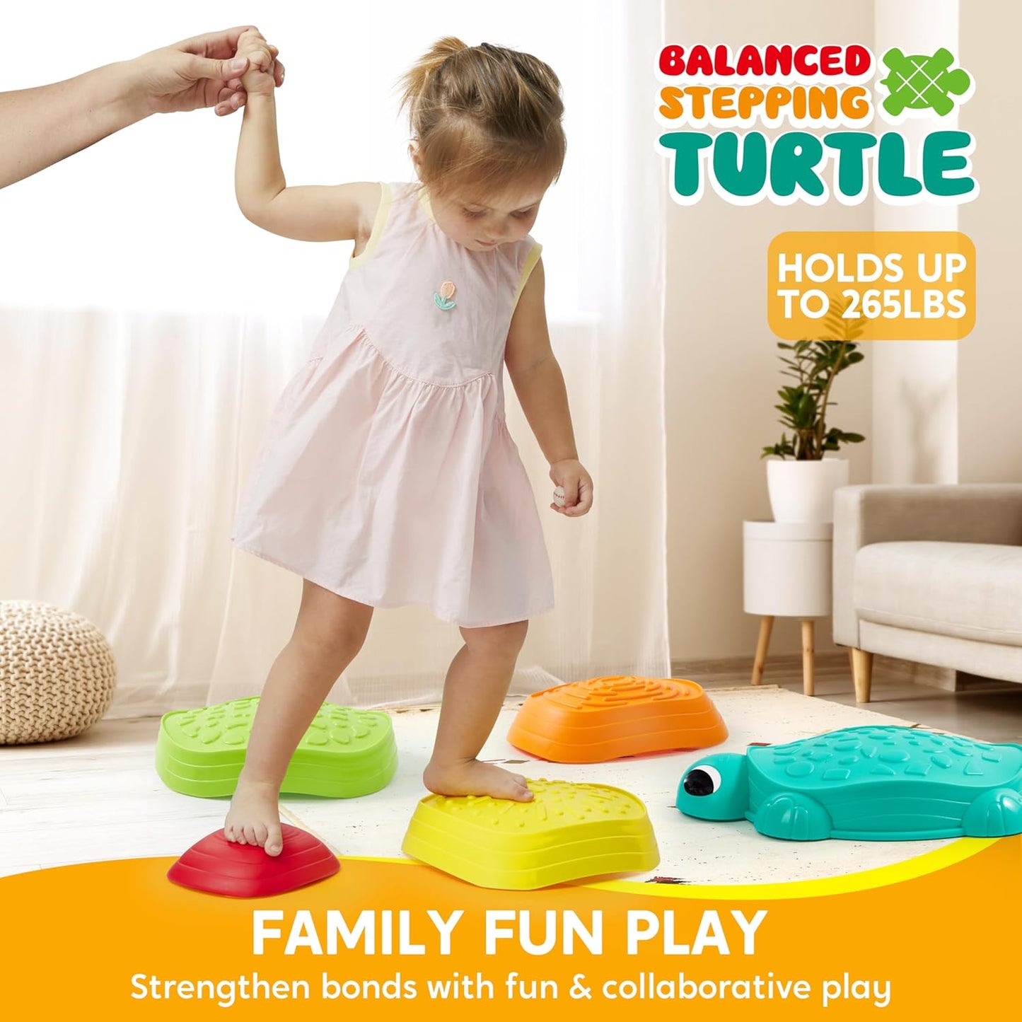JOYIN 5 Pcs Turtle Balance Stepping Stones, Kids Turtle Path Jumping S