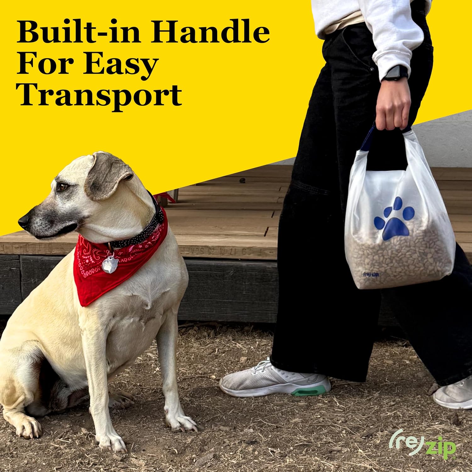(re)zip Roll Top Pet Food Storage Bag (14-Cup) | BPA-Free, Food Grade,