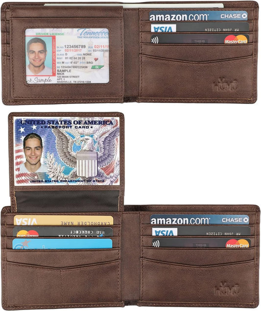 Wallet for Men-Genuine Leather RFID Blocking Bifold Stylish Wallet Wit
