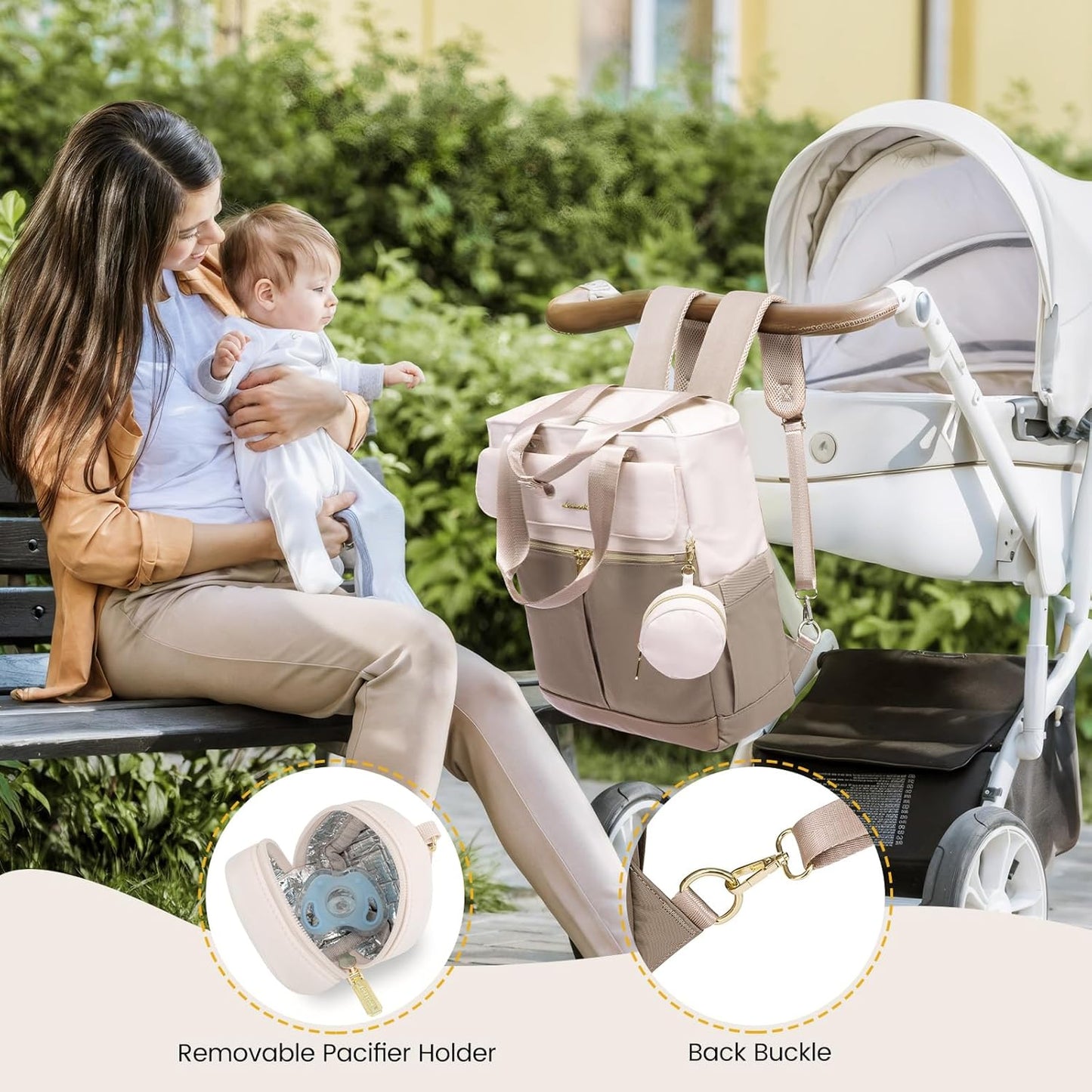 LOVEVOOK Diaper Bag Backpack,Diaper Bag Tote with Insulated Pockets,Ba