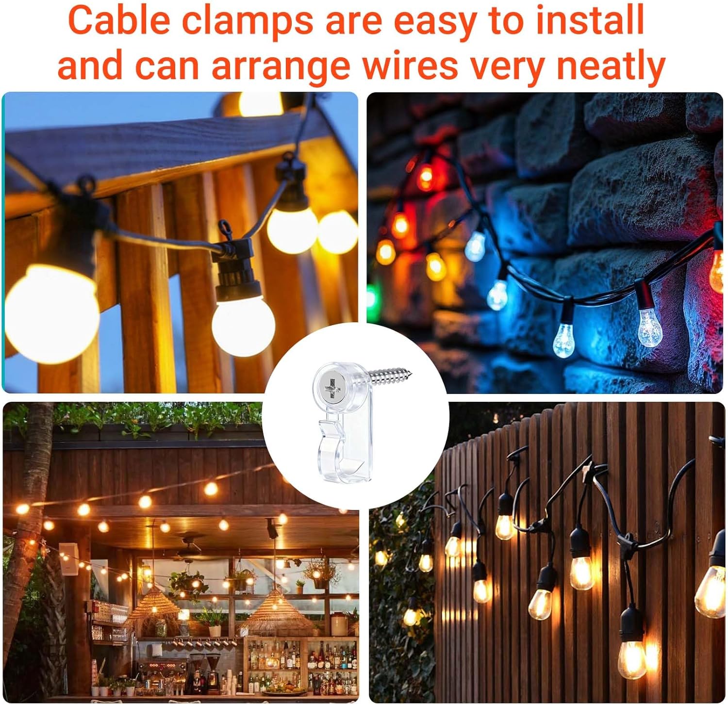 Hooks for Outdoor String Lights, 30 Pack Christmas Light Clips, Weathe