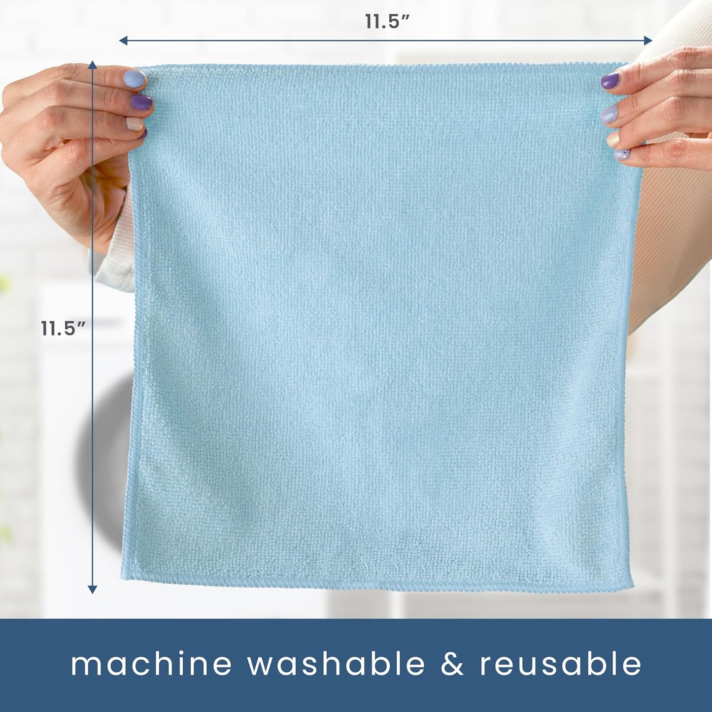 S&T INC. 100 Pack Microfiber Cleaning Cloth, Bulk Towels for Home, Reusable Microfiber Towels for Cars, Cleaning Rags, Light Blue, 11.5 Inches x 11.5 Inches, 100 Count