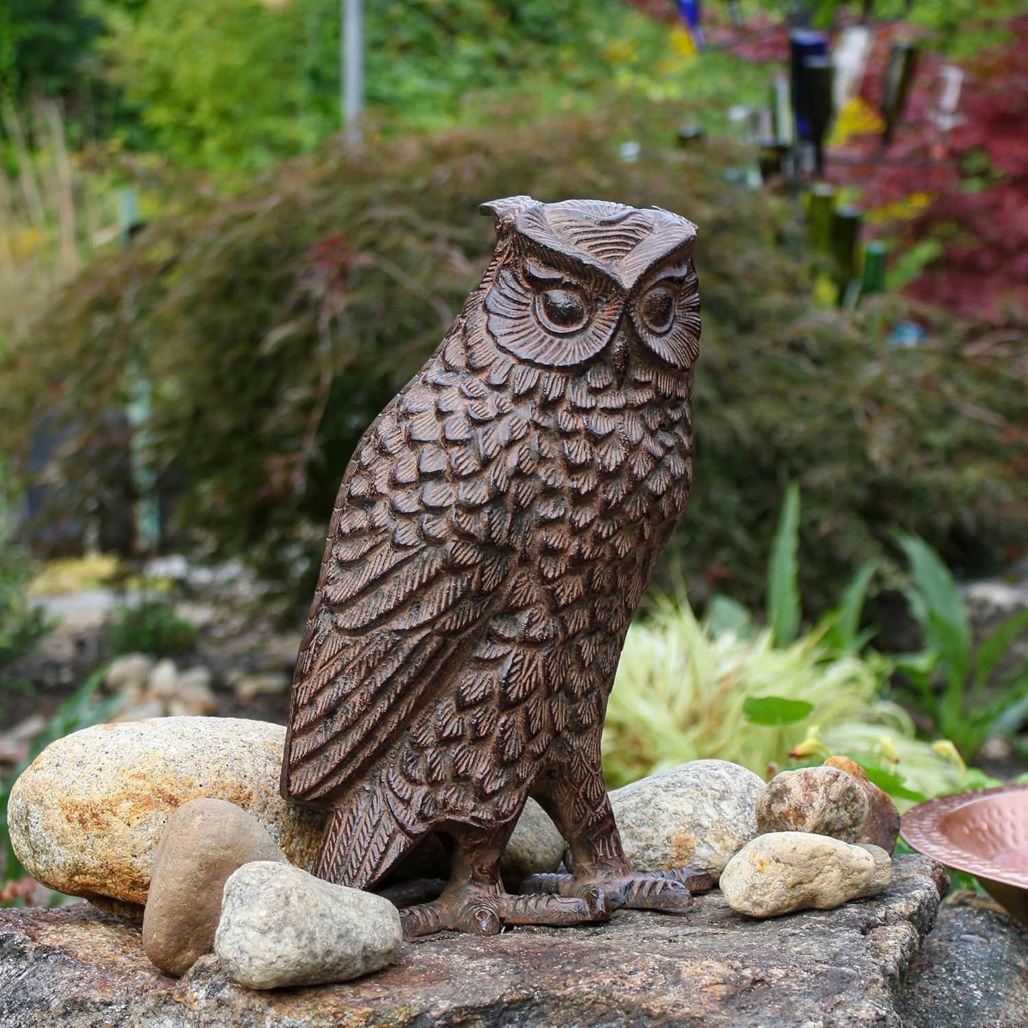 Achla Designs Great Horned Owl Garden Statue, Bronze