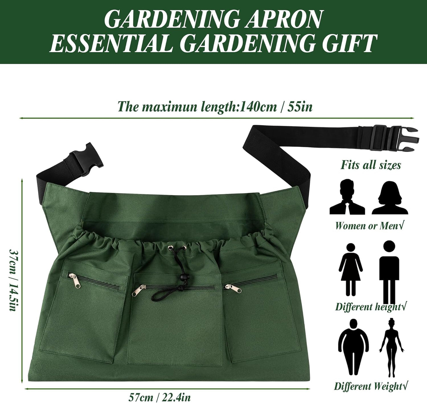 Gardening Apron, Garden Aprons with Pockets & Drawstring Bag, Waterpro