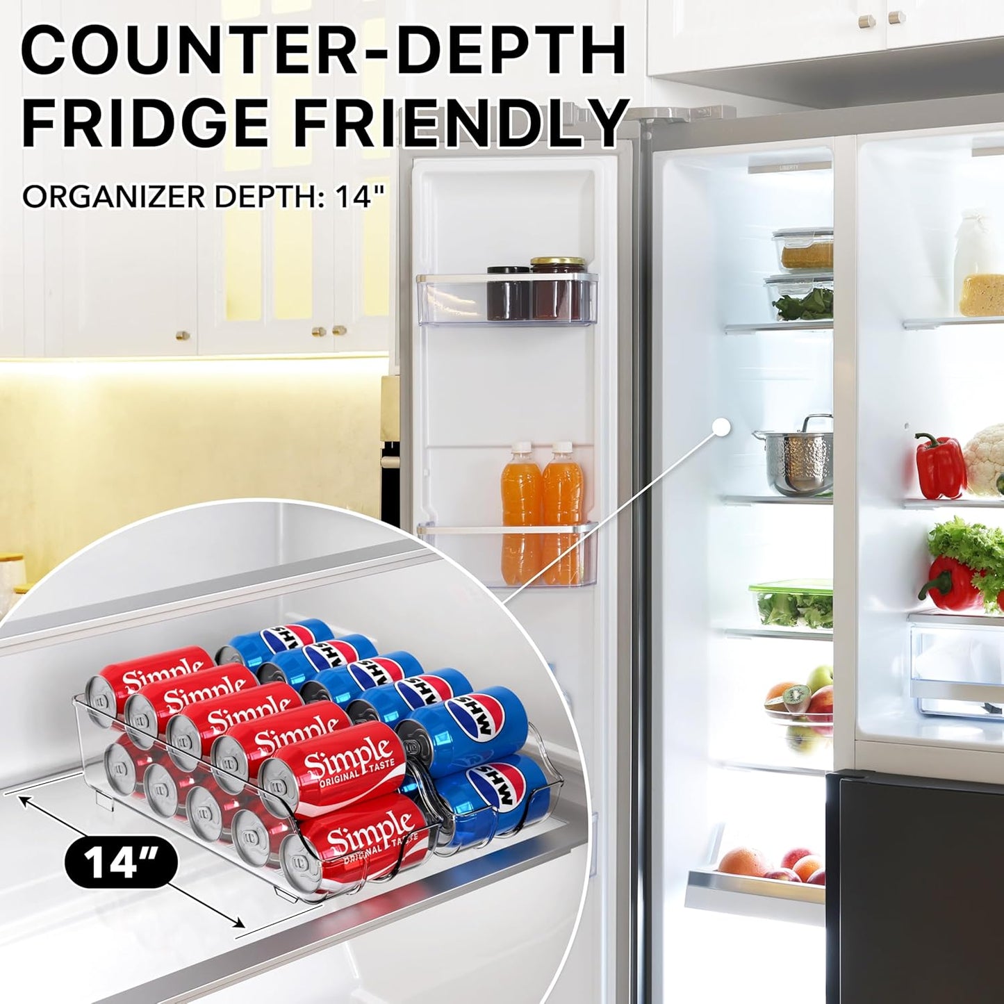Simple Houseware Soda Can Organizer and Dispenser for Refrigerator / P