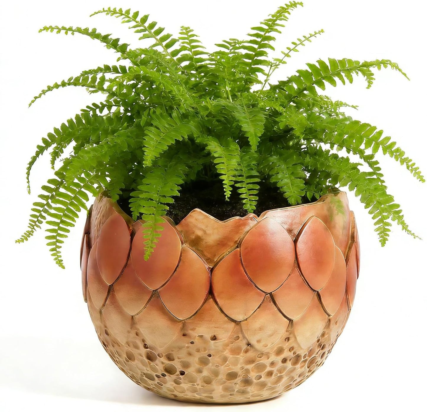 Cracked Dragon Egg Planter Pot Resin Plant Pot with Drainage Hole for Indoor Plants Succulents Cactus Multi Use Home Office Decor Red