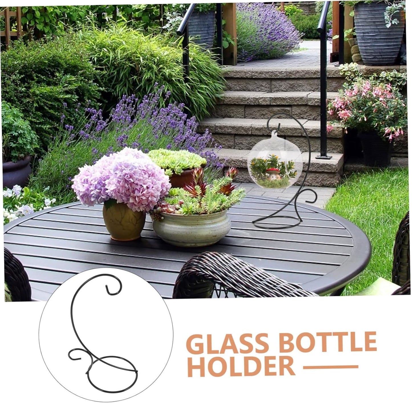 Milisten 2pcs Hanging Terrarium Stand Wrought Iron Air Planter Holder Ornament Rack for Home Decor
