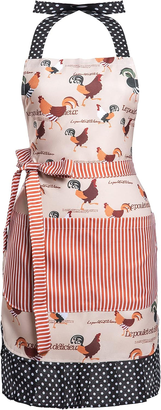 Lovely Flower Pattern Retro Aprons With Large Pockets for Women Girls 
