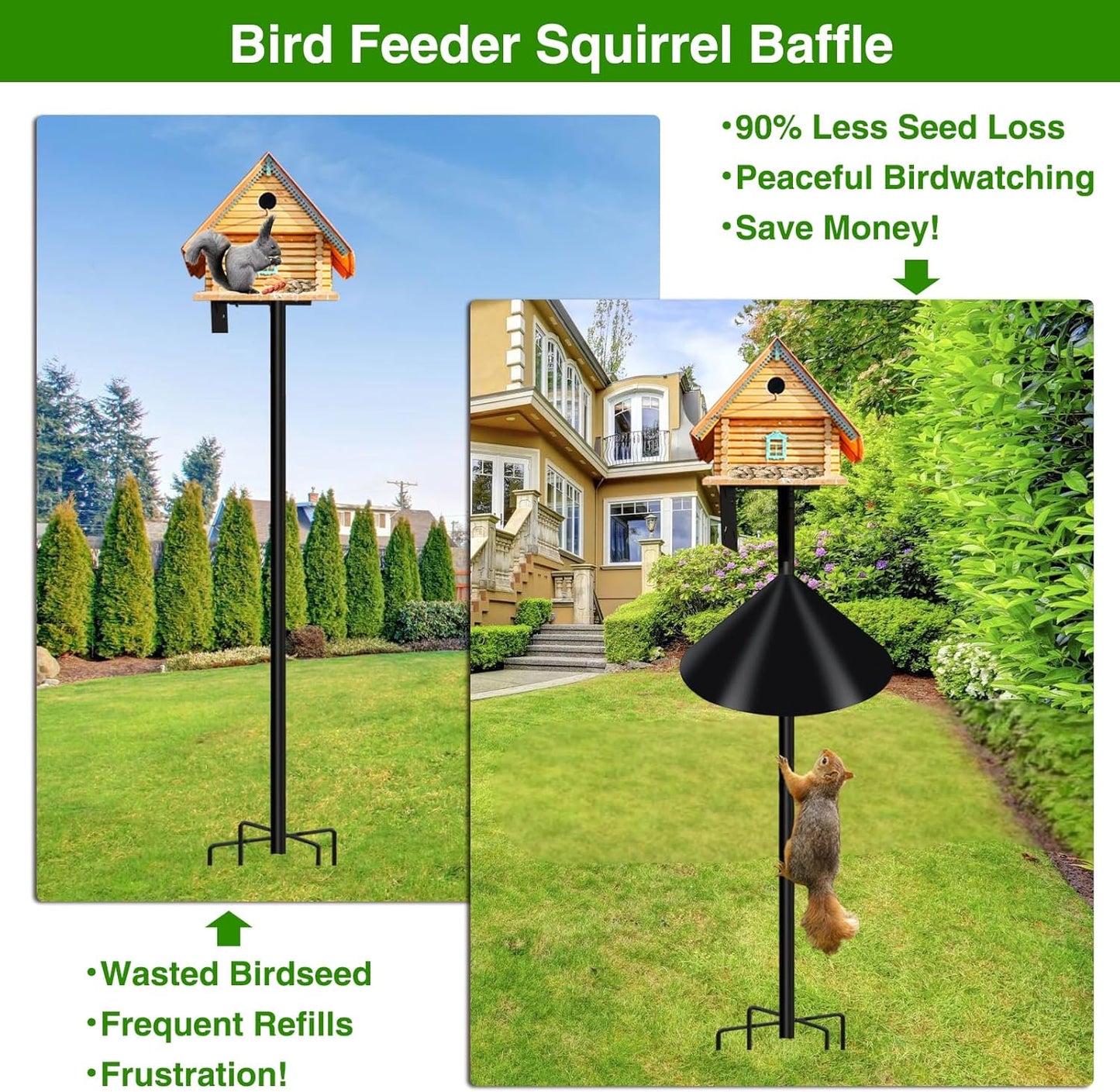 Wider Squirrel Baffle for Bird Feeder Pole, Raccoons Rodents Guard Sto