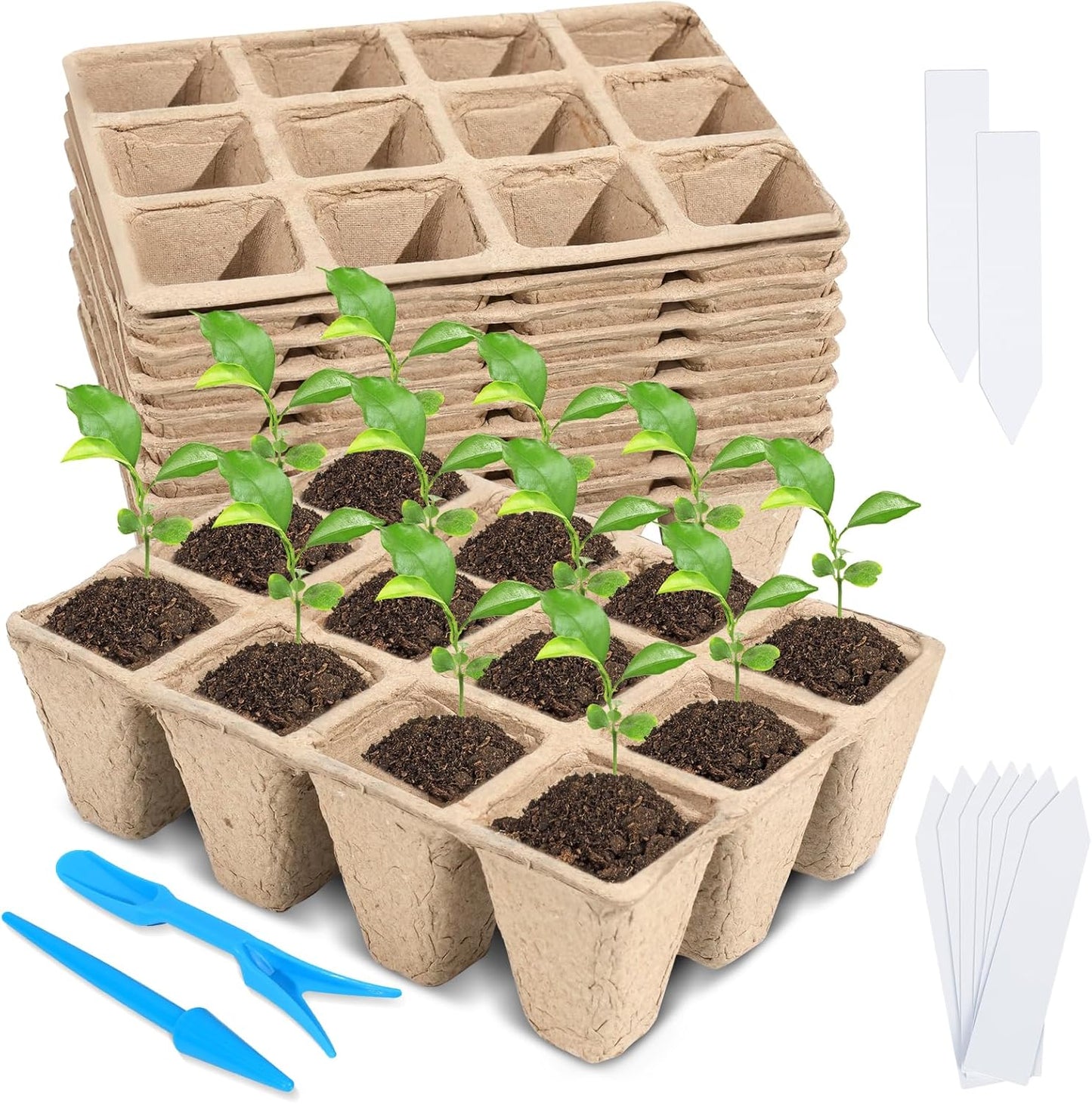 10 Packs Seedling Starter Trays, 120 Cells Biodegradable Seed Starter 