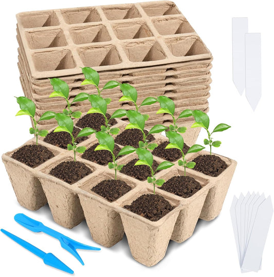 10 Packs Seedling Starter Trays, 120 Cells Biodegradable Seed Starter 