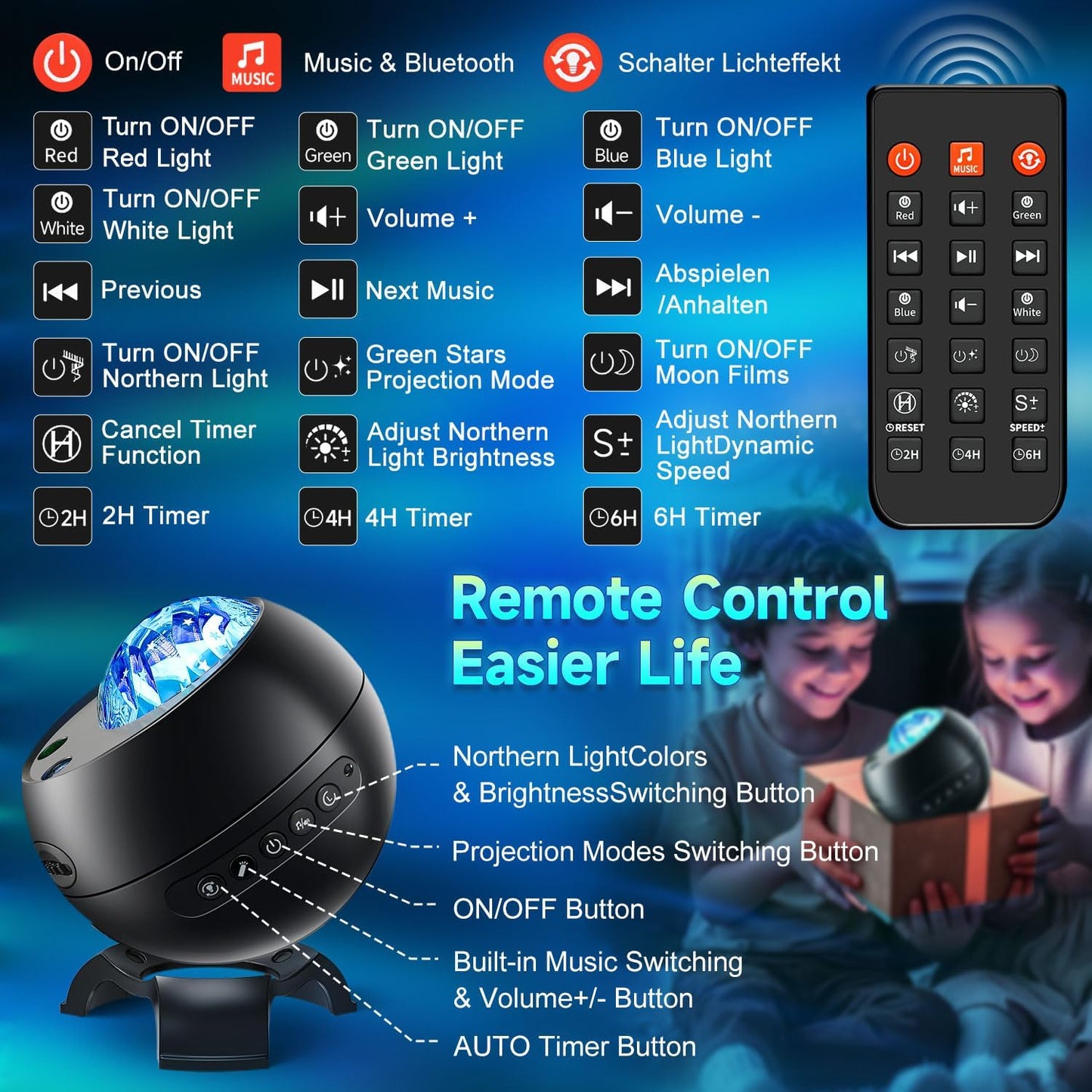 Northern Galaxy Light Projector, 300+Modes & 5 Films Star Projector, 1