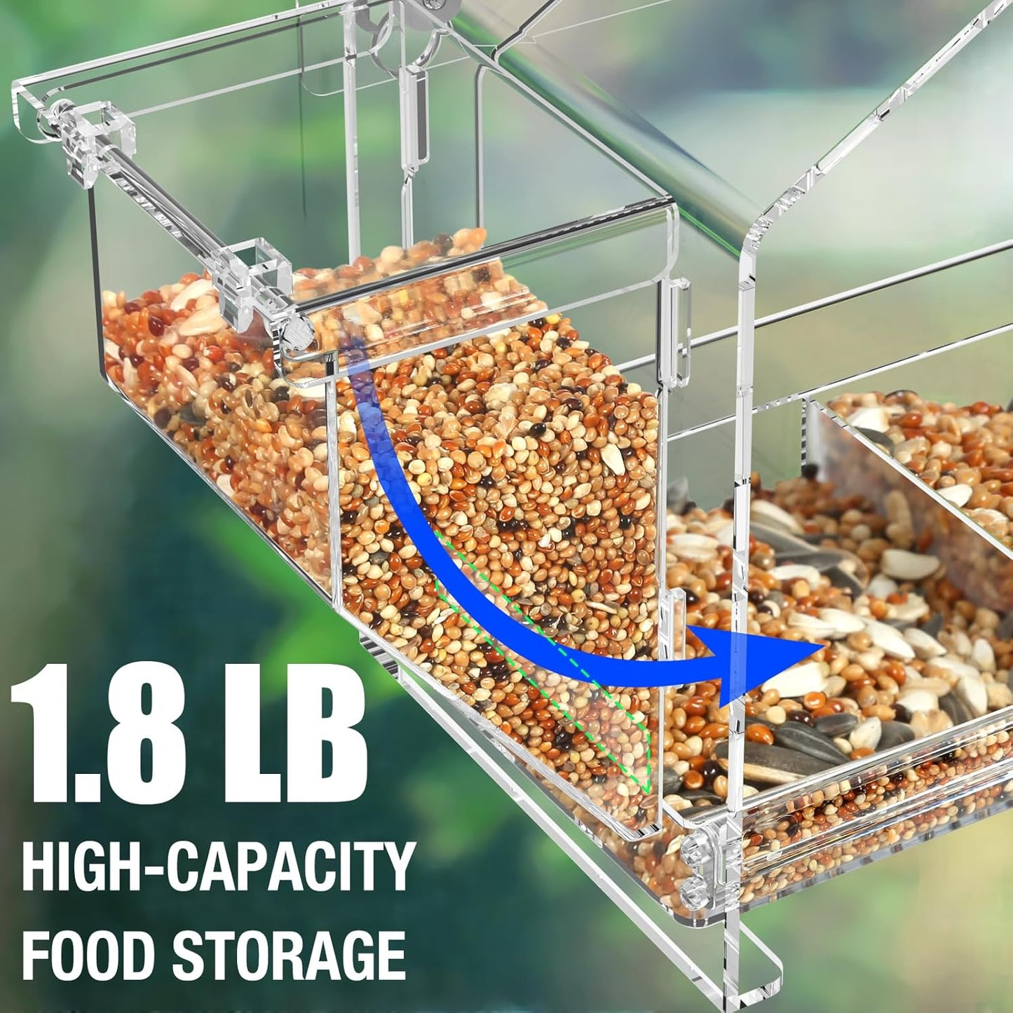 Upgraded Window Bird Feeder with Dual Side Hoppers – High Capacity Outside Birdfeeder for Window – Strong Suction Cups & Adhesive Options, Close-up Viewing for Indoor Cats & Seniors, Ideal Nature Gift