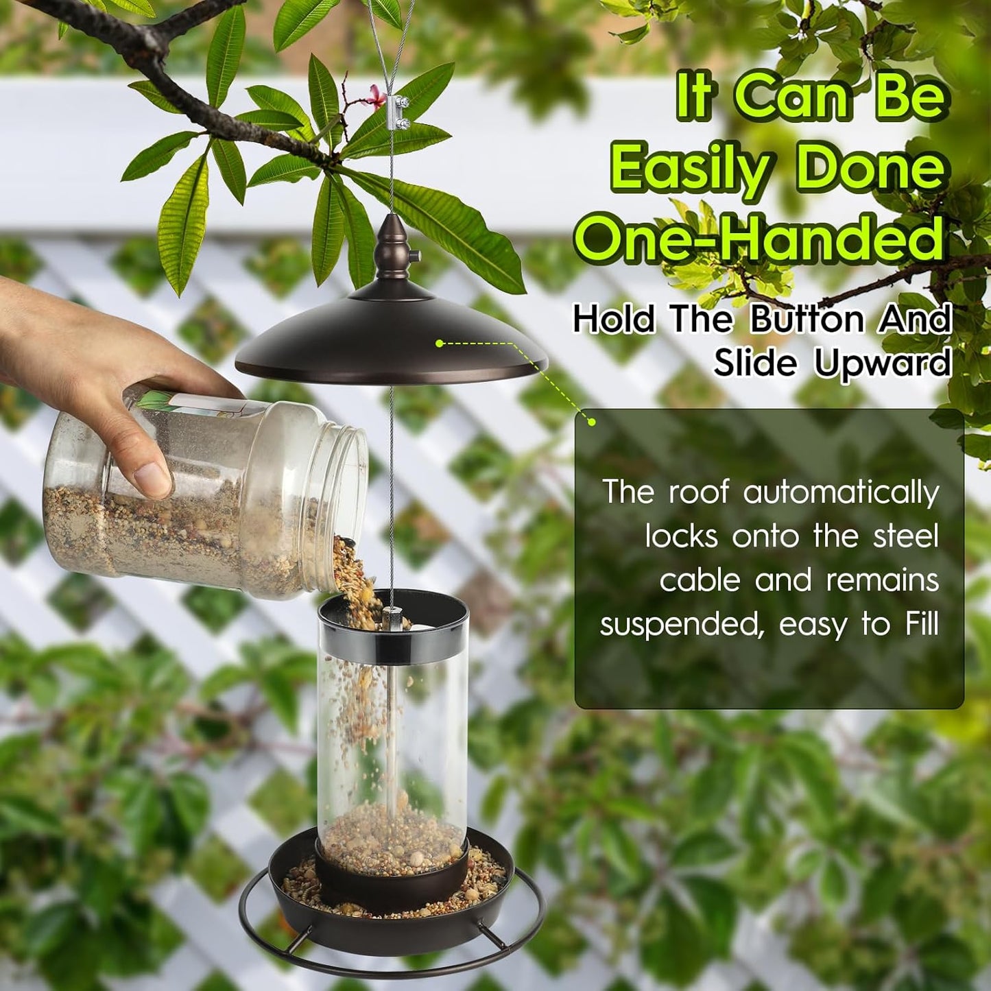 Metal Roof Bird Feeder - Chew Proof for Outdoor Hanging Wild Bird Seed