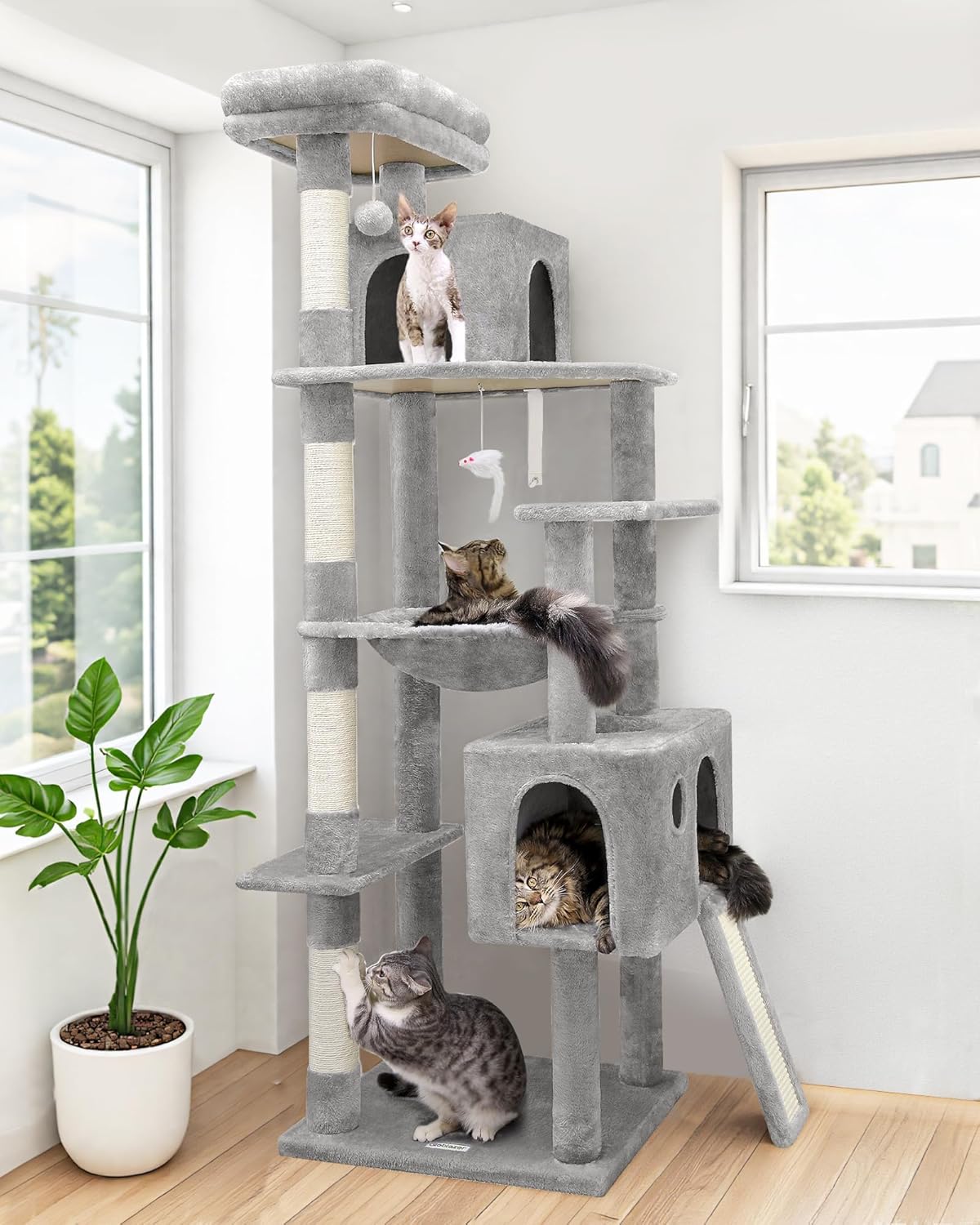 Globlazer Heavy Duty Cat Tree, 70 inch Sturdy Cat Tree for Indoor Cats
