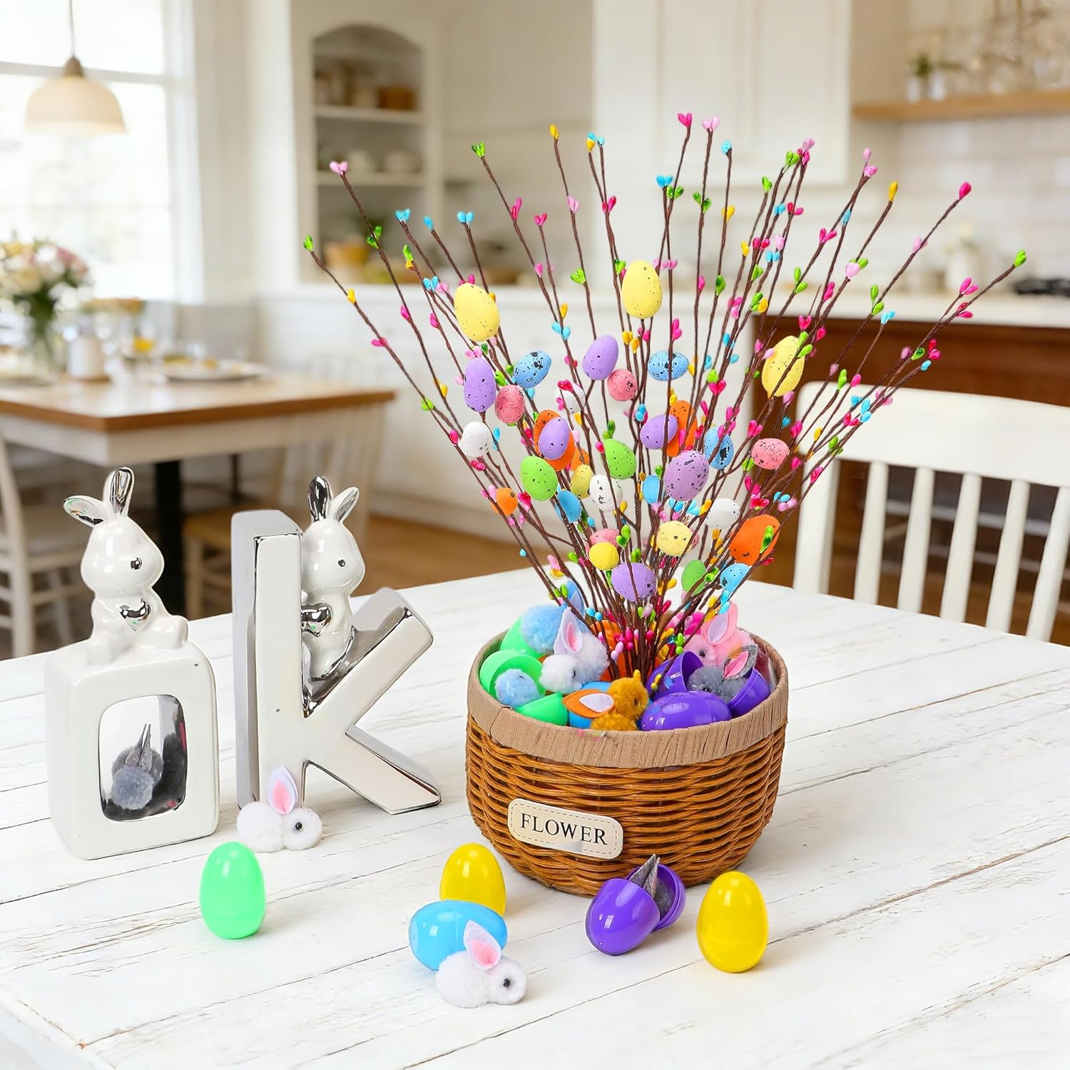 Yunfan 39Pcs Easter Decorations Artificial Easter Spray Vine with Past