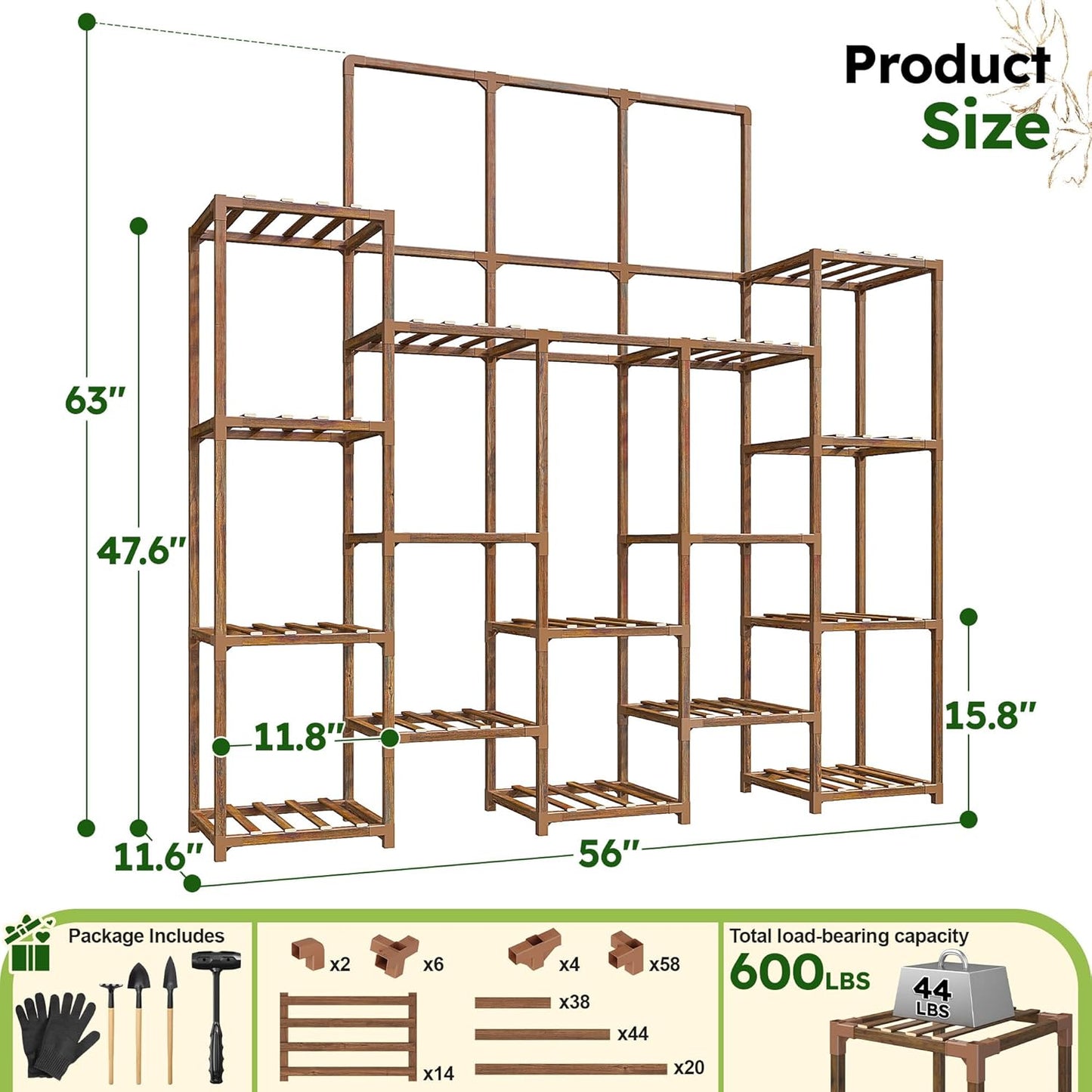 EnHomee Tall Plant Stand, 14 Tiers Indoor Plant Stand for Multiple Pla