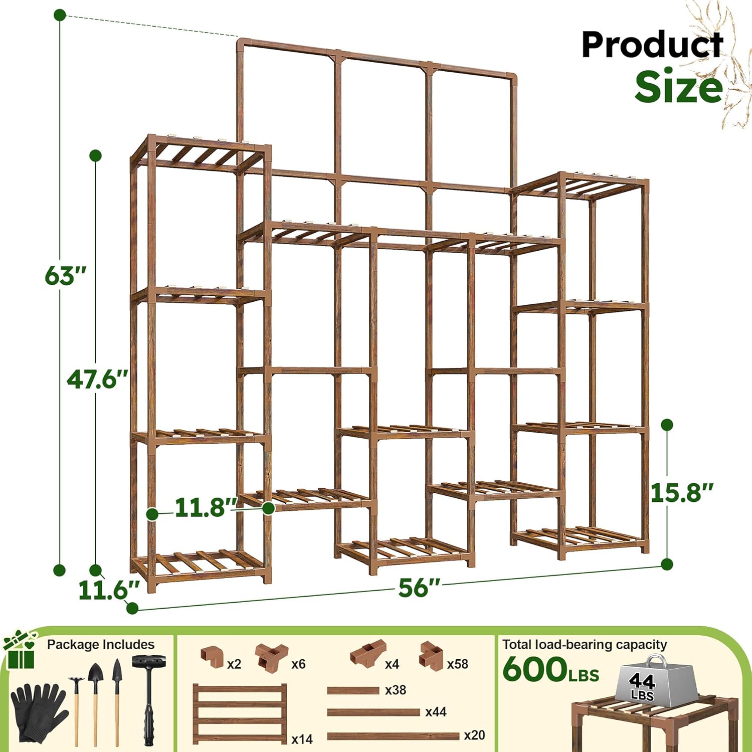 EnHomee Tall Plant Stand, 14 Tiers Indoor Plant Stand for Multiple Pla
