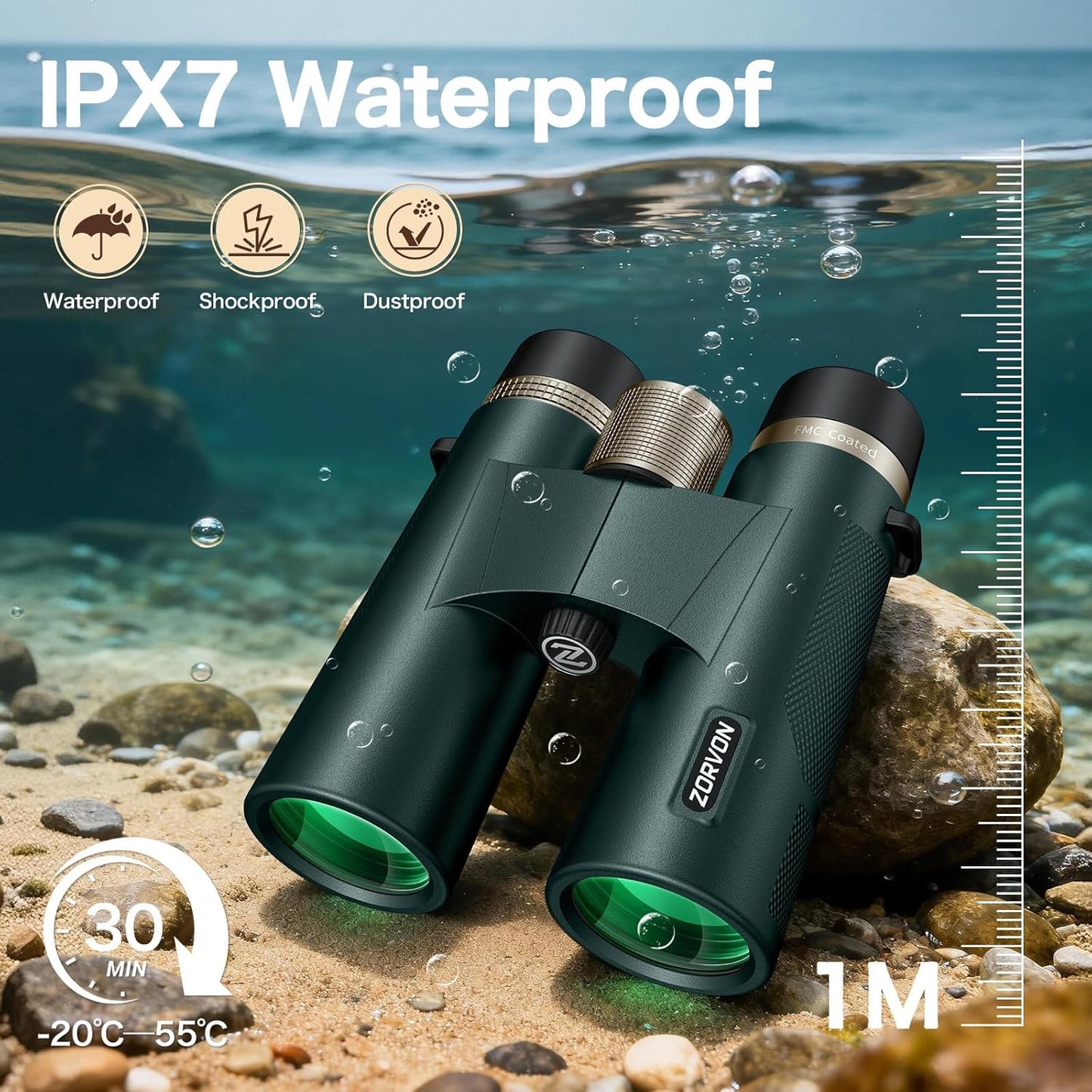 10x42 HD Binoculars for Adults, High Powered Binoculars with BAK4 Prism and Low Light Vision, Waterproof Binoculars with Large Eyepiece for Bird Watching, Hunting, Wildlife Viewing, Hiking, Travel