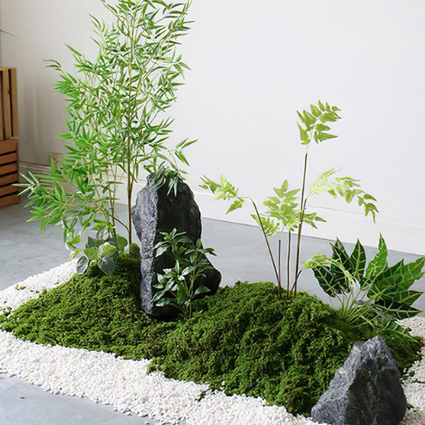 Fake Moss 50g Plastic Artificial Moss Realistic Looking Faux Moss, Natural Fake Green Lichen Plants for Plant Pot Garden Patio Decoration, Dark Green, Artificial Plants
