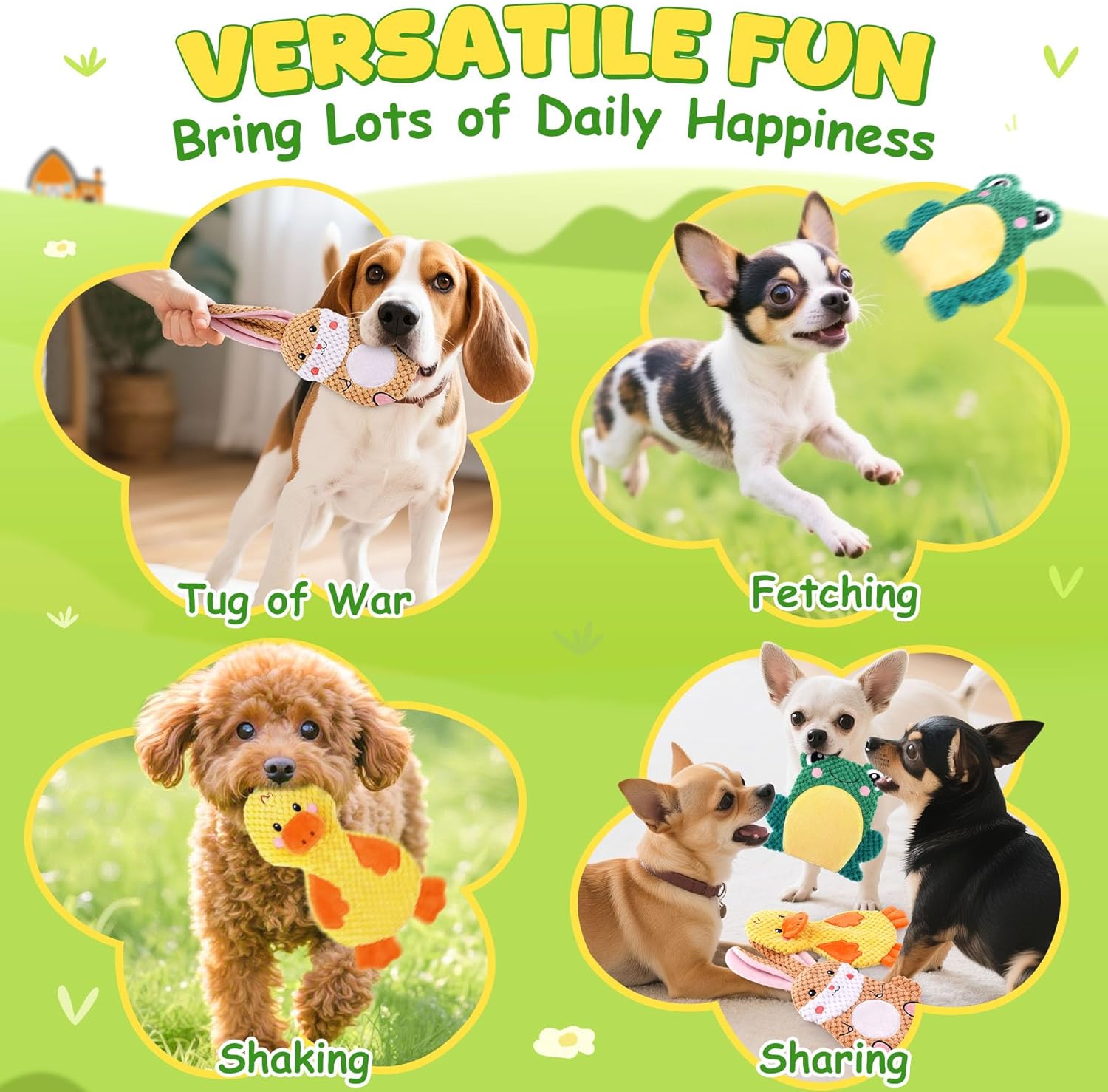 XIUGOAL Dog Toys to Keep Them Busy, 3 Pack No Stuffing Interactive Dog
