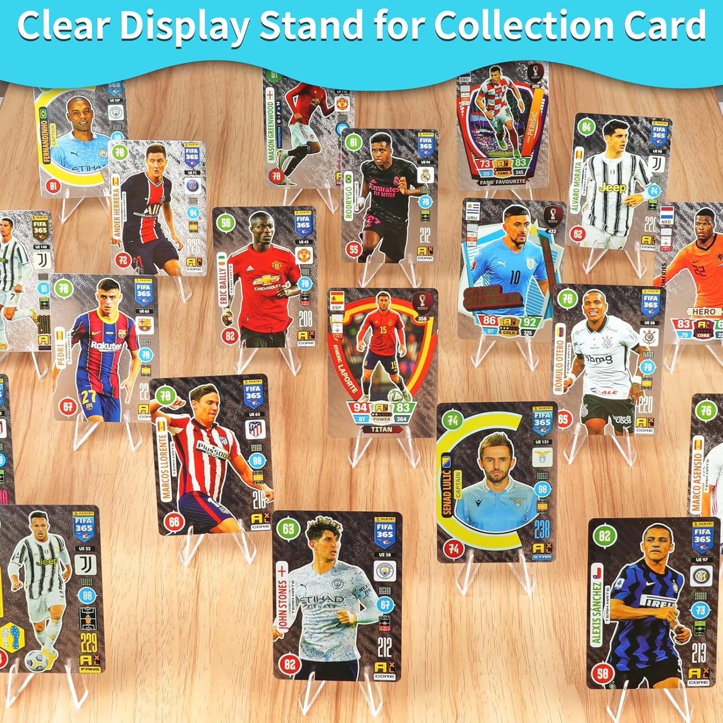 Card Display Stand, 20 Pack Small Easel Stand, Acrylic Picture Holder Stands, for Challenge Coin Graded Card Sports Card Trading Card PSA Card Baseball Card (2.2 Inch Tall)