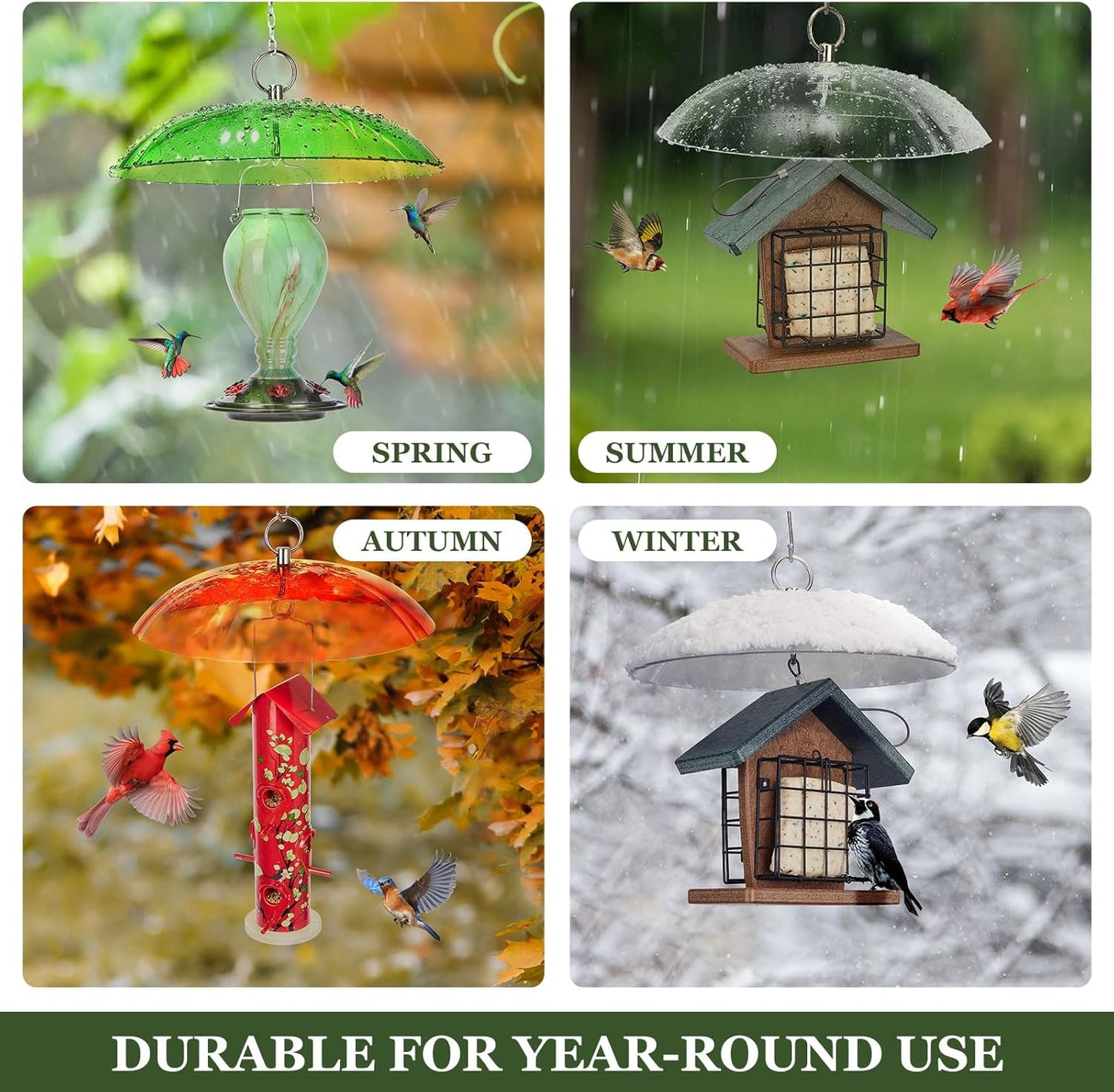 Kingsyard Plastic Weather Protective Dome Cover for Hanging Bird Feeders, Weather Guard & Easy to Clean, Red