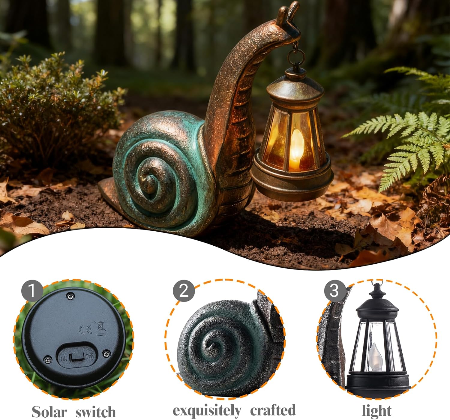 Solar Garden Snail Statue,Garden and Home Decor,Valentines Day Decorat